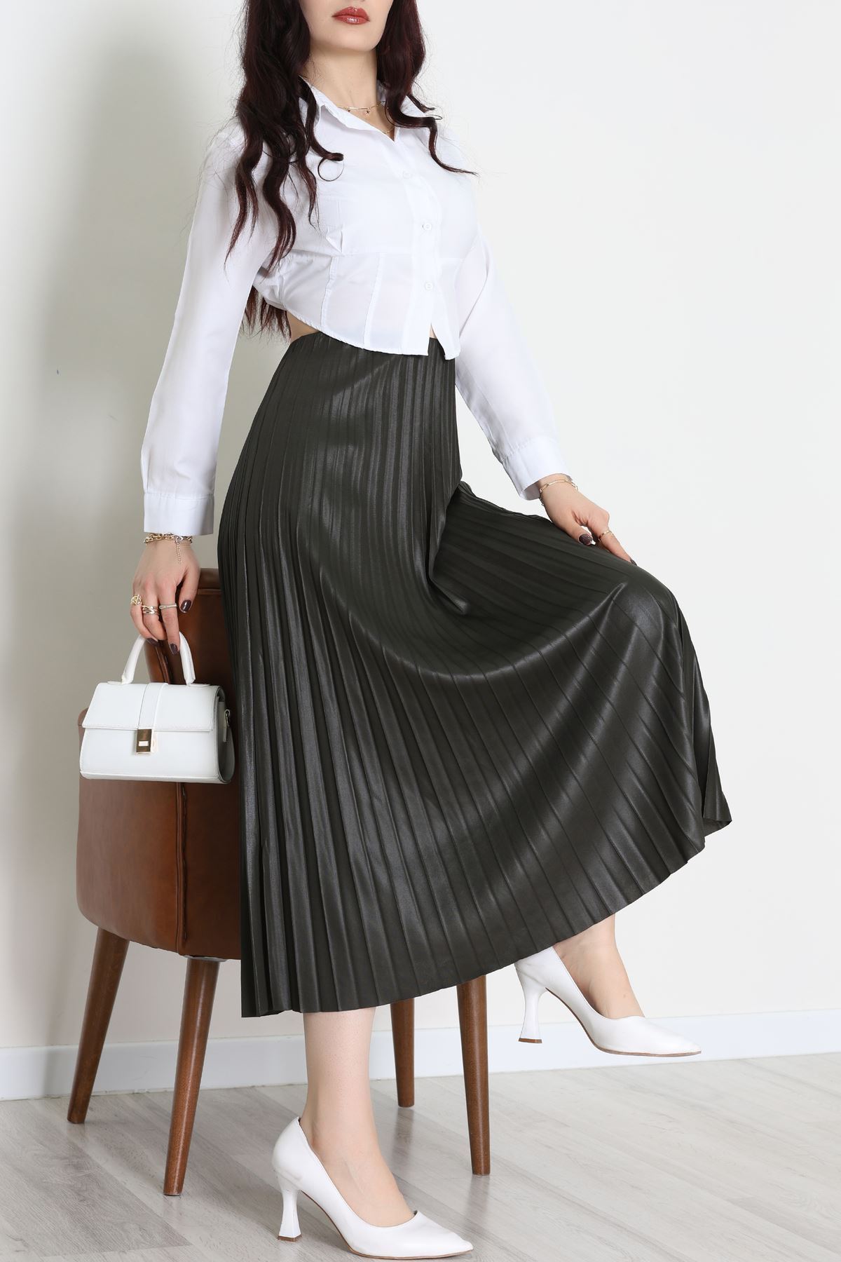 Pileli Etek Haki - 52207.1005.