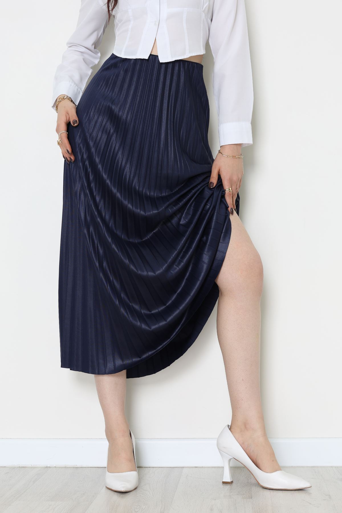 Pileli Etek Lacivert - 52207.1005.