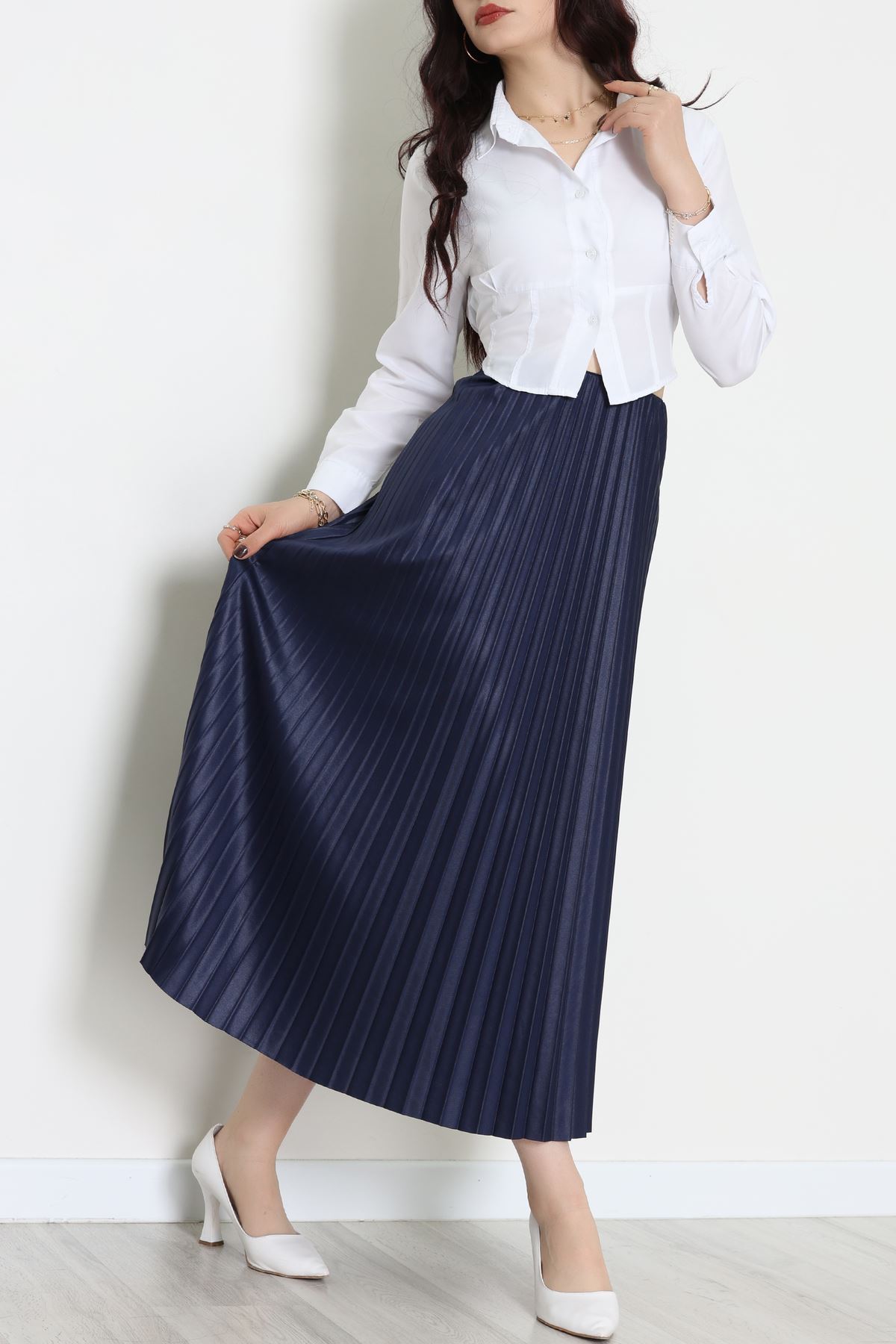 Pileli Etek Lacivert - 52207.1005.