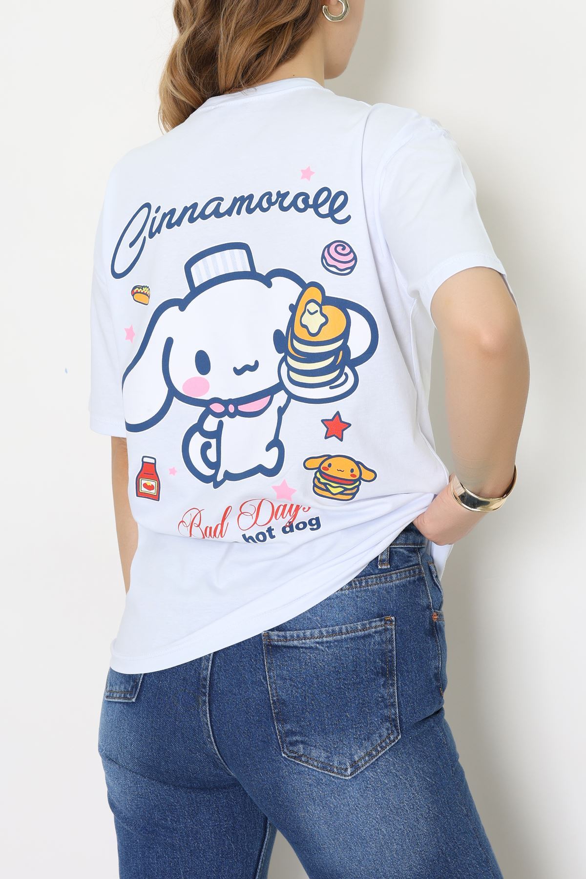 Baskılı Kompakt Penye Tişört Beyazsarı - 55044.1872.