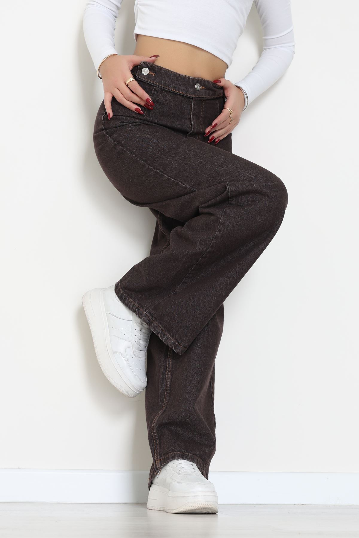 Cepsiz Pensli Palazzo Kot Pantolon Kahve - 31601.1184.