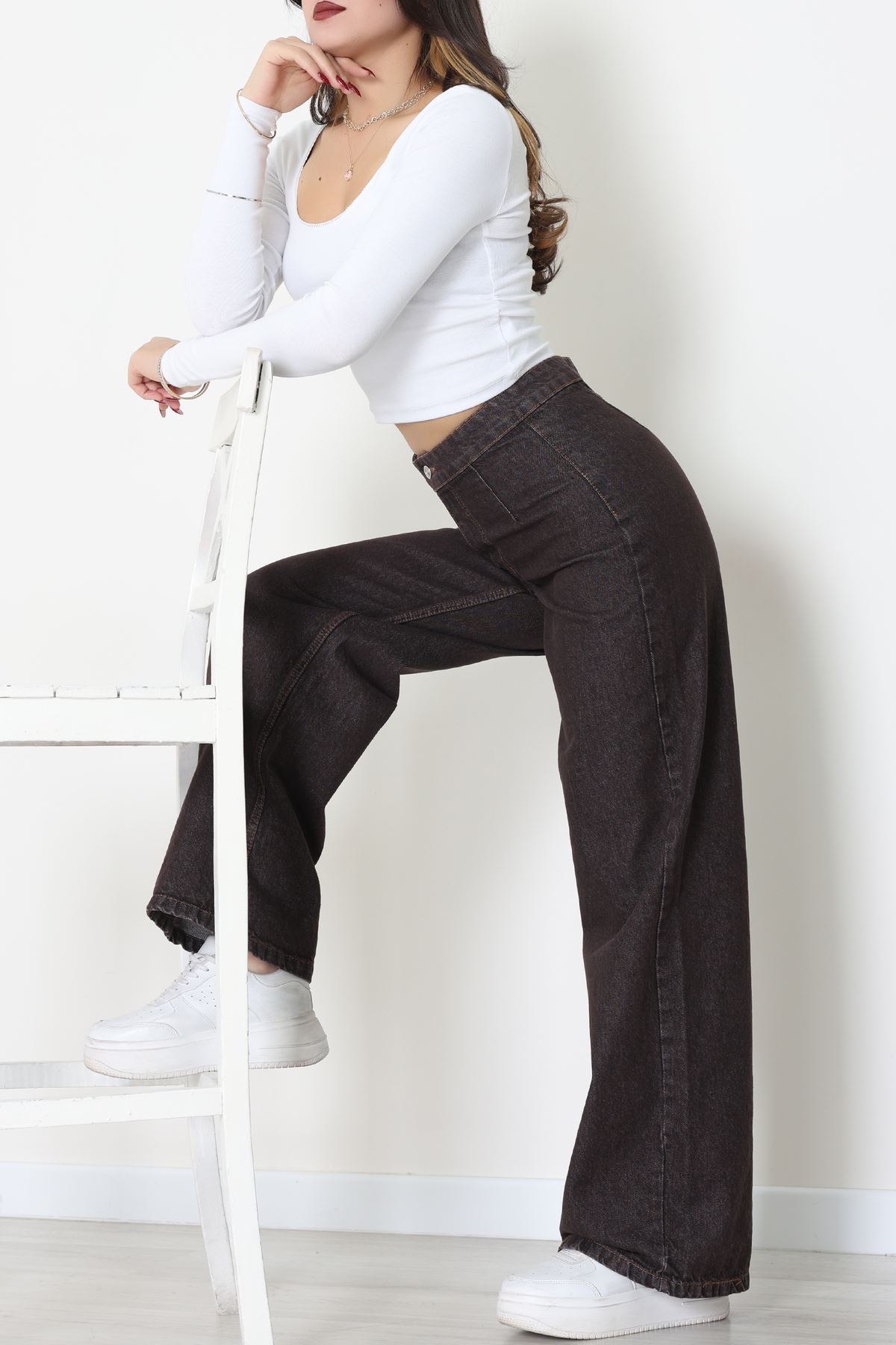 Cepsiz Pensli Palazzo Kot Pantolon Kahve - 31601.1184.