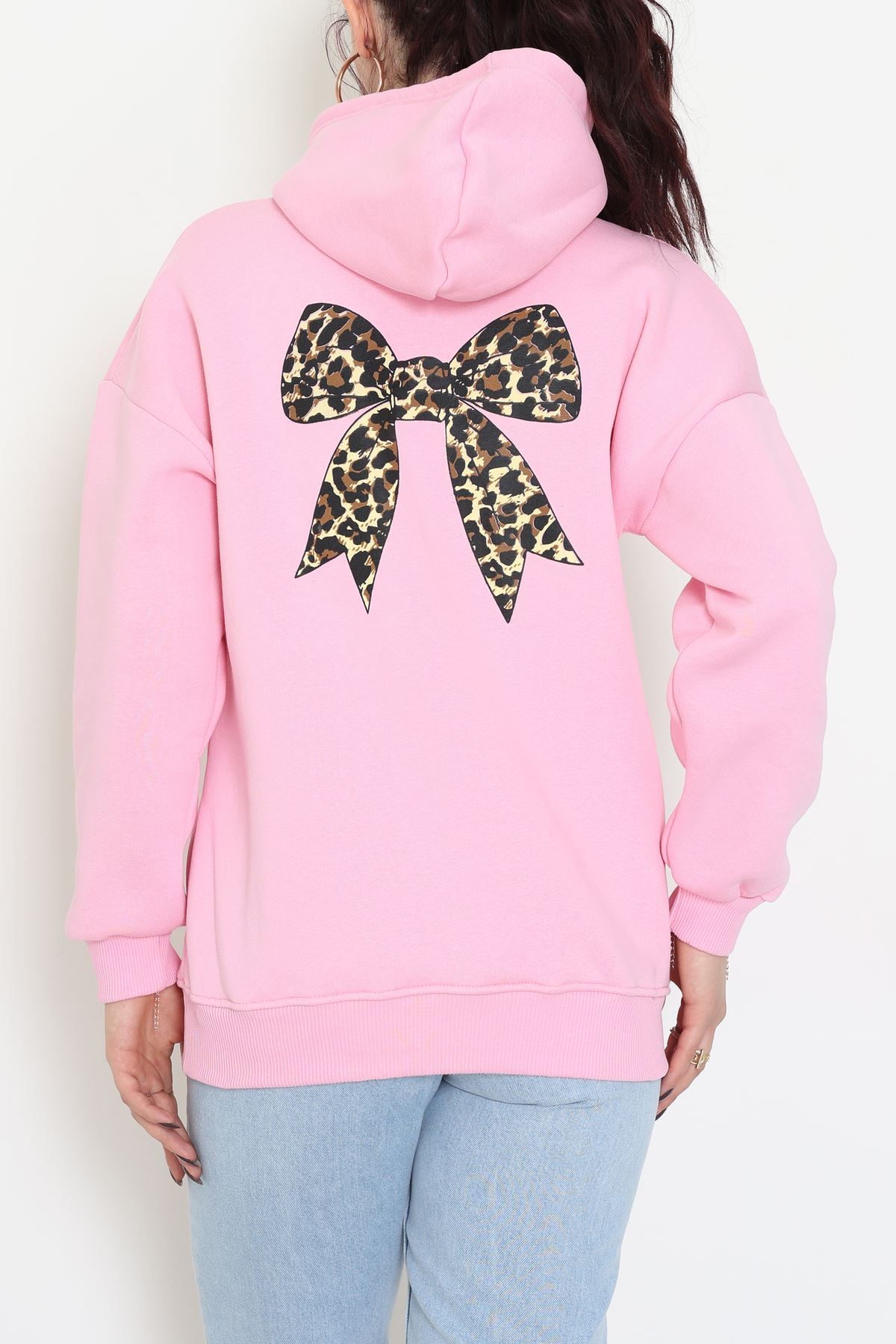 3 İplik Kanguru Cepli Kapşonlu Sweat Pembe - 42251.1878.