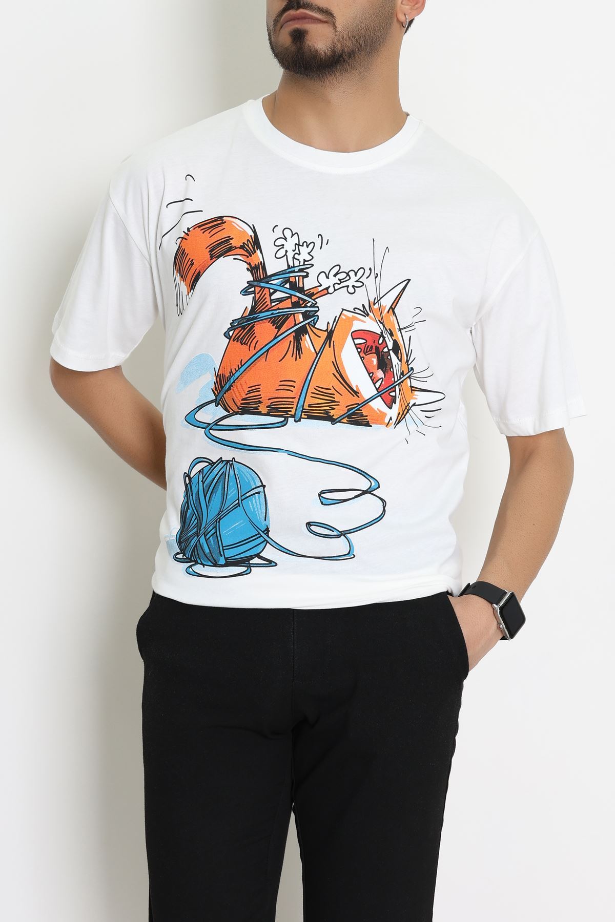 Kompakt Penye Unisex Tişört Ekruturuncu - 55064.1872.