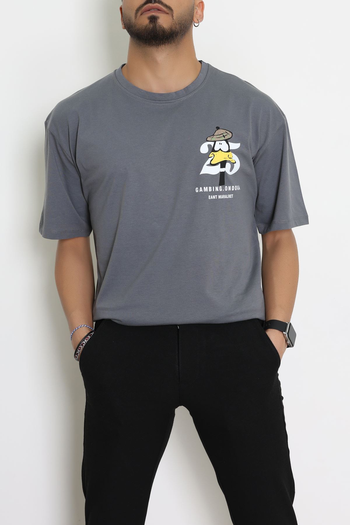 Kompakt Penye Unisex Tişört Gribeyaz - 55064.1872.