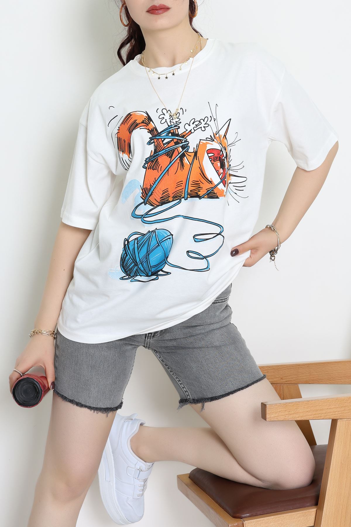 Kompakt Penye Unisex Tişört Ekruturuncu - 55064.1872.