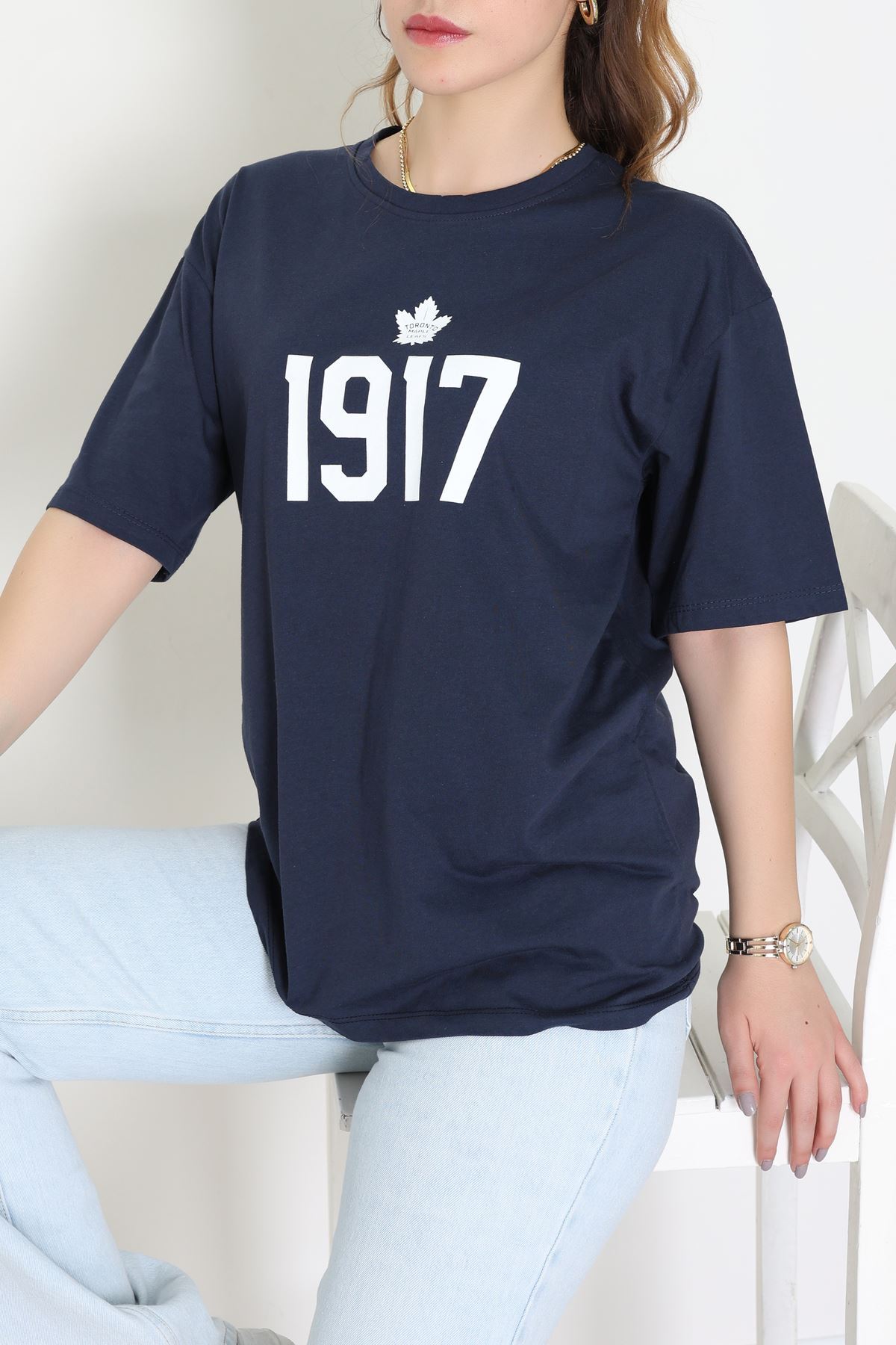 Kompakt Penye Unisex Tişört Lacivert - 55064.1872.