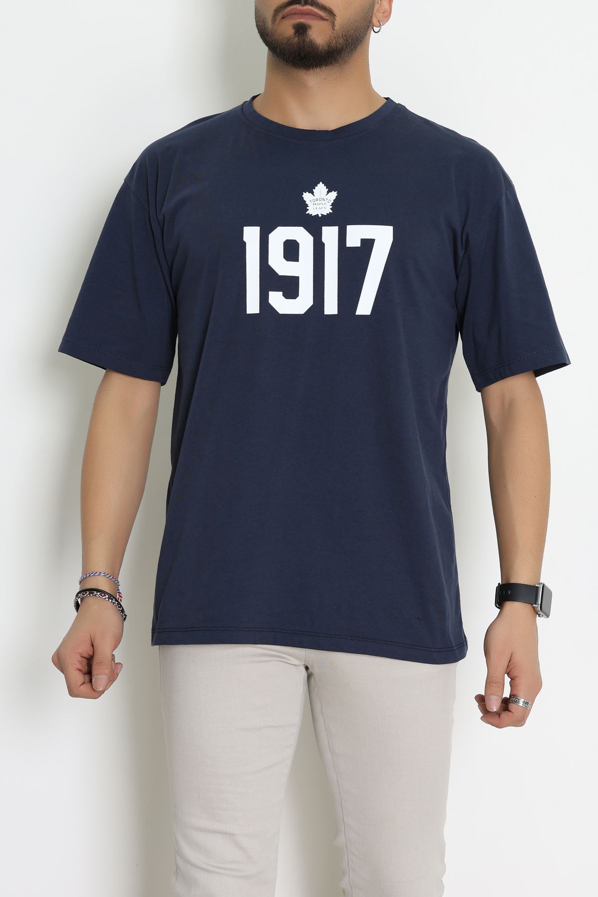 Kompakt Penye Unisex Tişört Lacivert - 55064.1872.