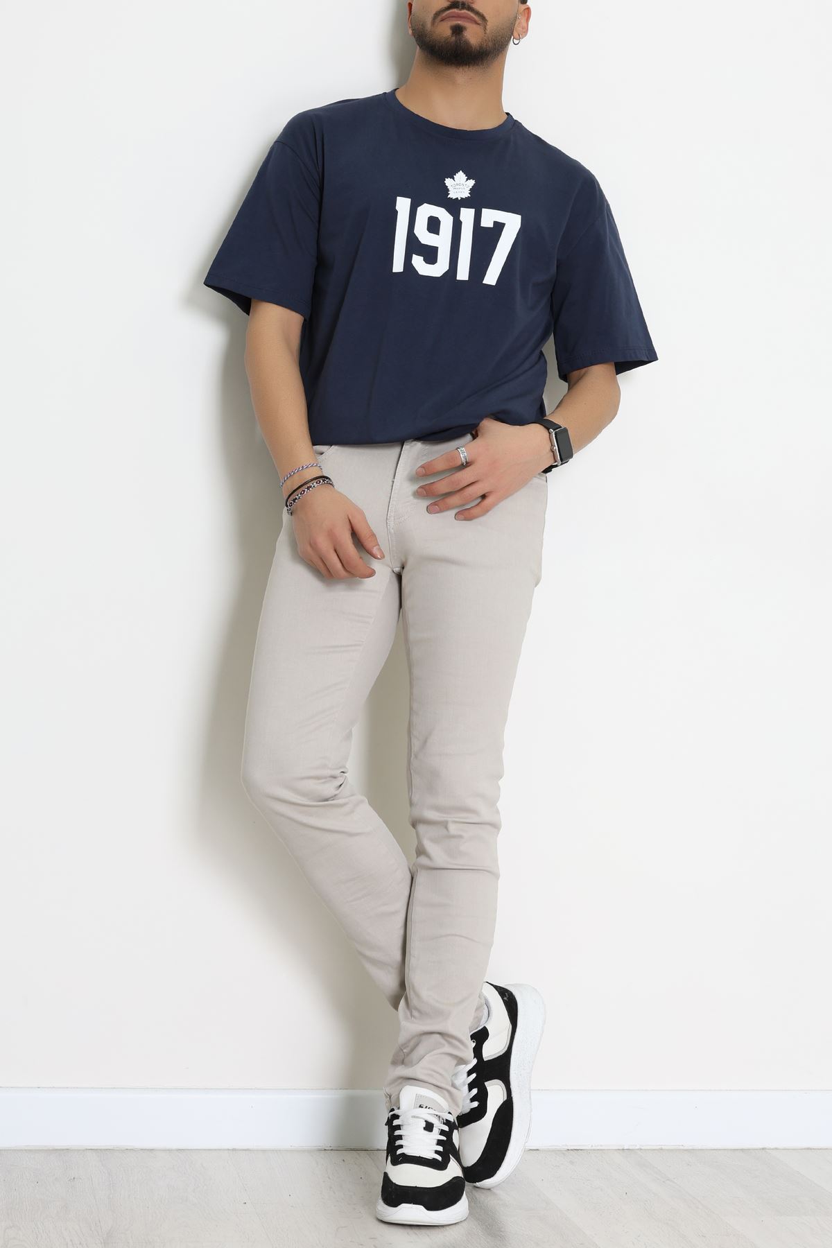 Kompakt Penye Unisex Tişört Lacivert - 55064.1872.