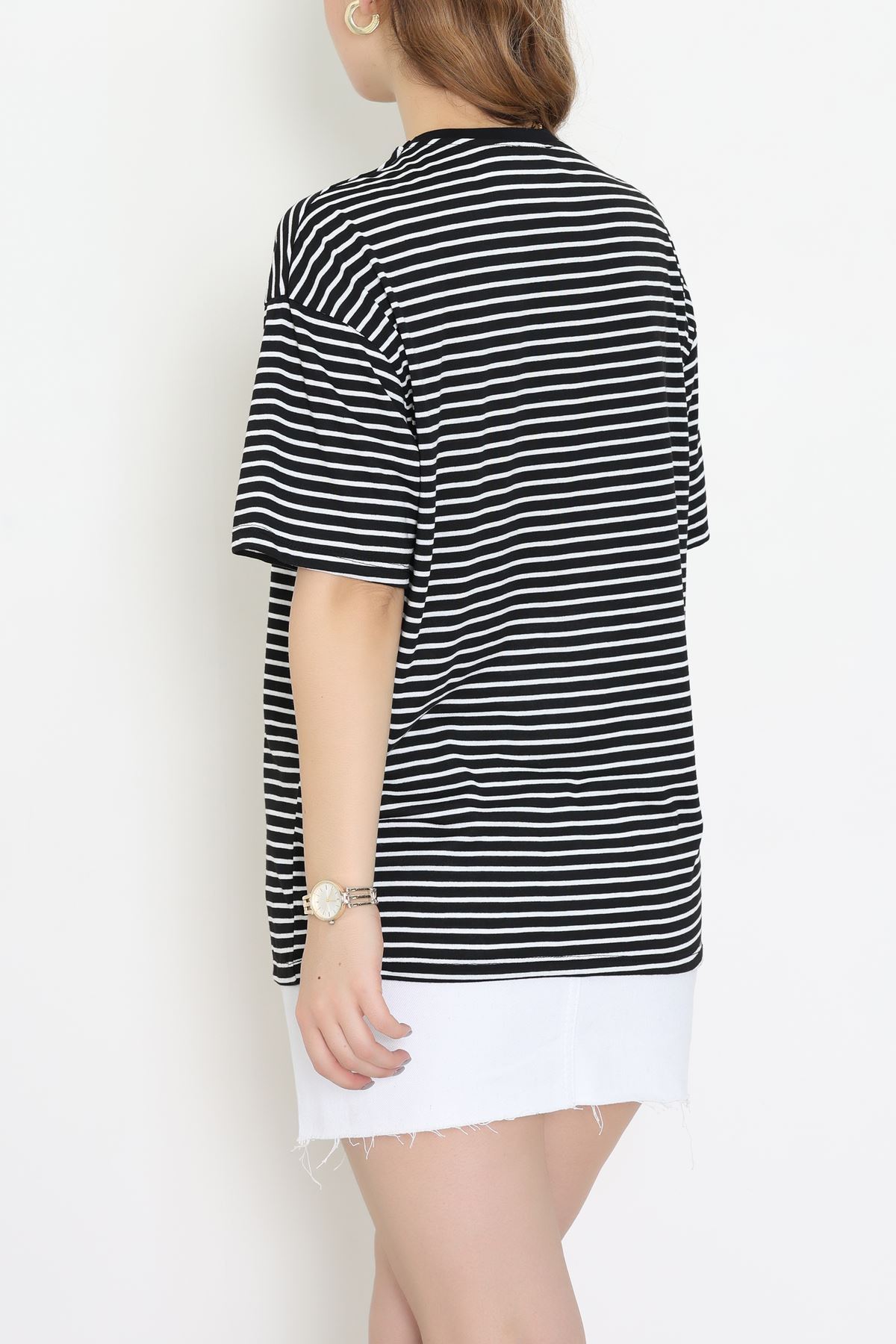 Baskılı Kompakt Penye Tişört Siyahbeyaz - 55044.1872.