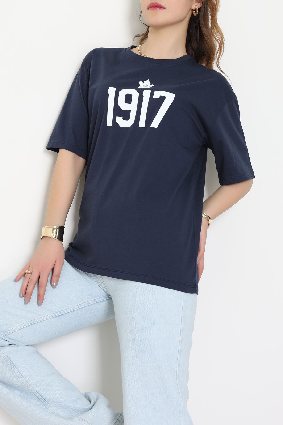 Kompakt Penye Unisex Tişört Lacivert - 55064.1872.