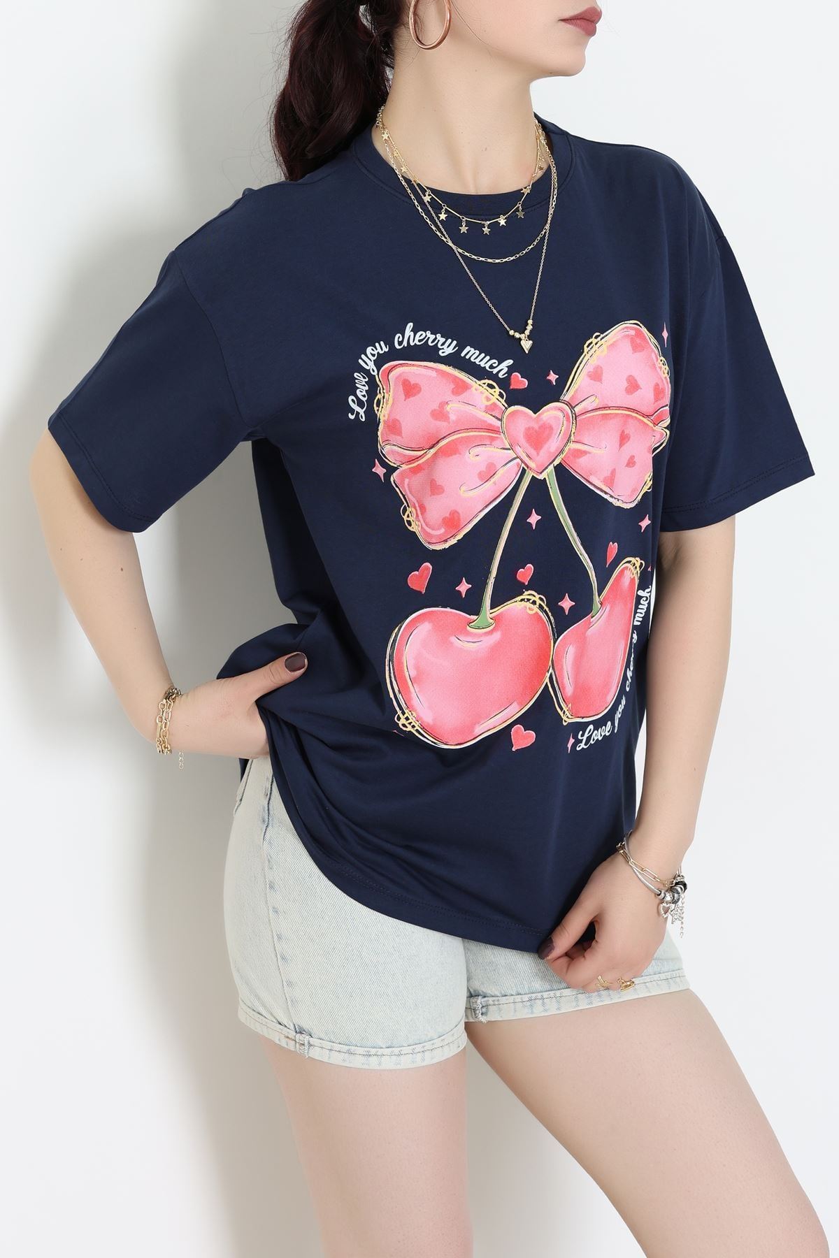 Baskılı Kompakt Penye Tişört Lacikırmızı - 55044.1872.