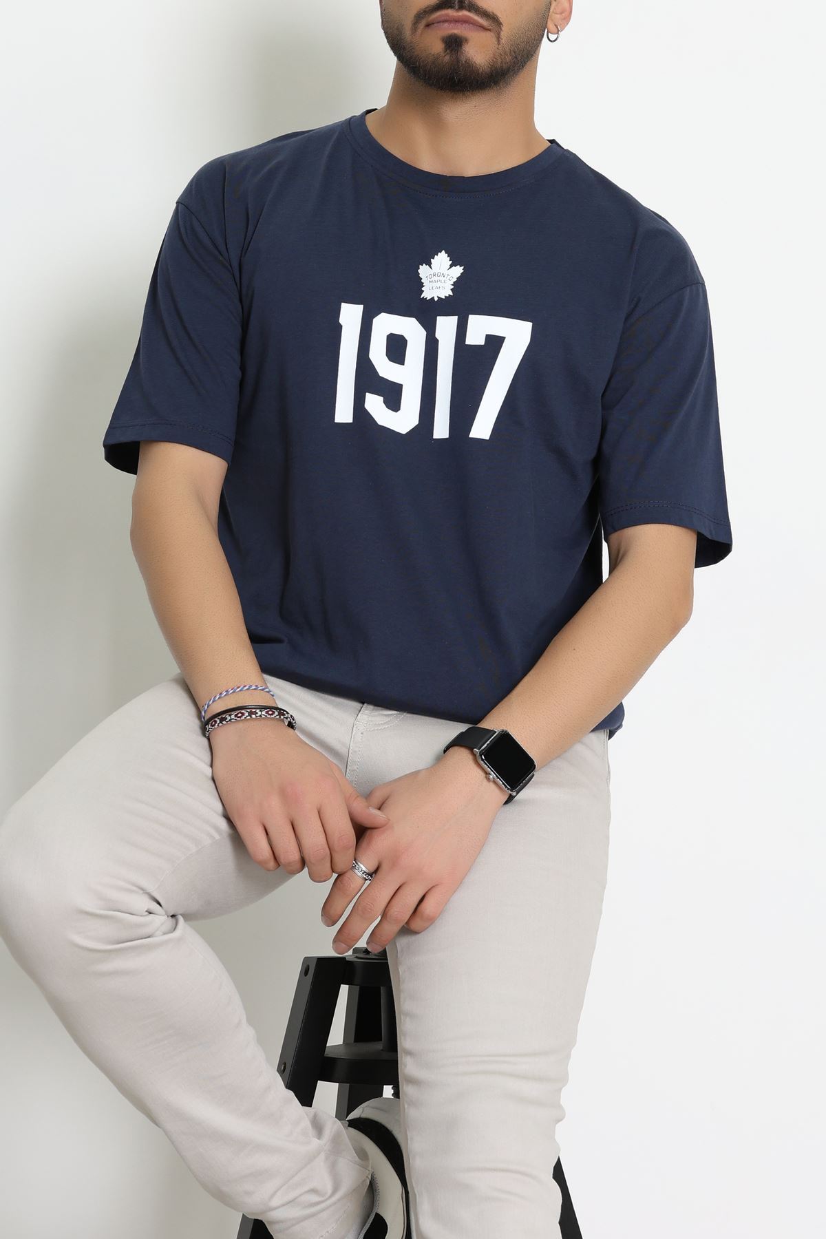 Kompakt Penye Unisex Tişört Lacivert - 55064.1872.