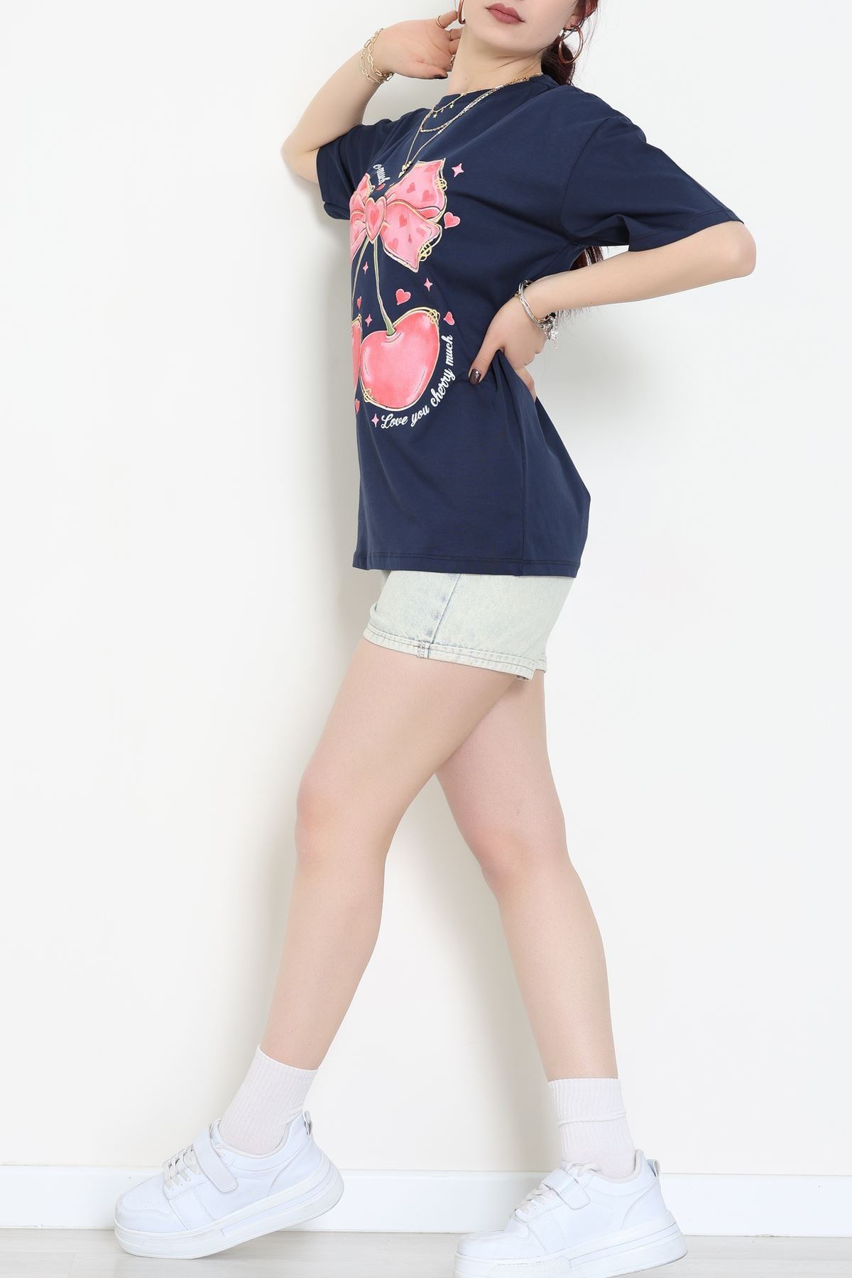 Baskılı Kompakt Penye Tişört Lacikırmızı - 55044.1872.