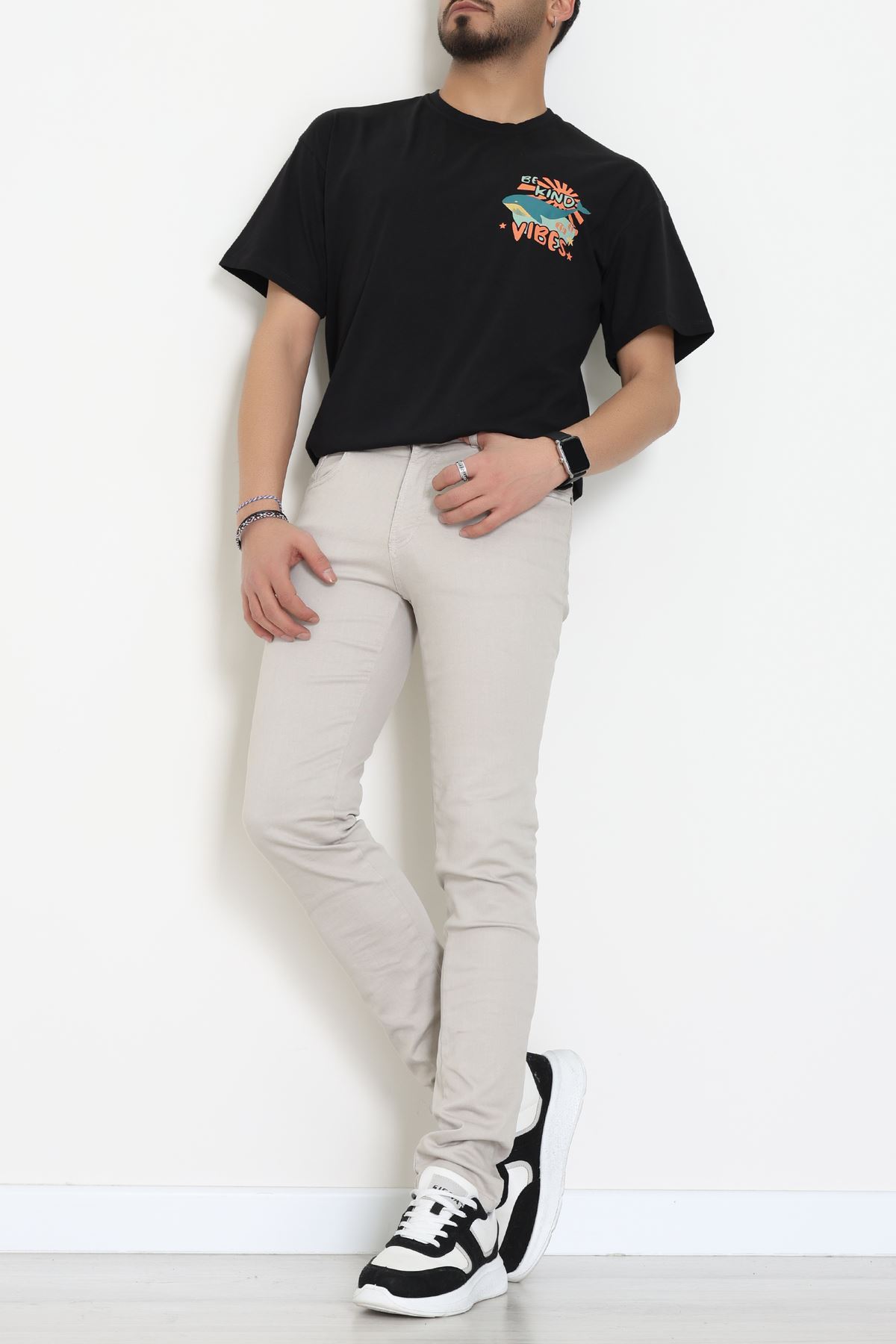 Kompakt Penye Unisex Tişört Siyahoranj - 55064.1872.