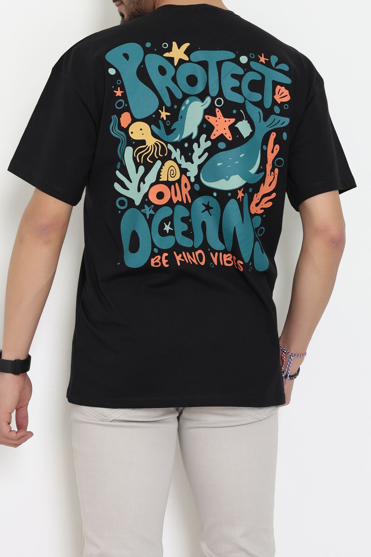 Kompakt Penye Unisex Tişört Siyahoranj - 55064.1872.