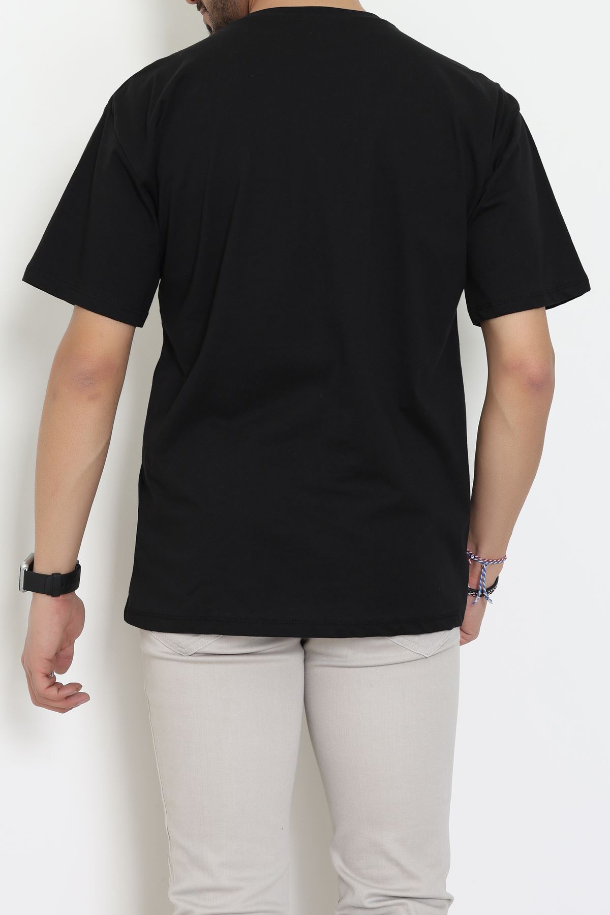 Kompakt Penye Unisex Tişört Siyahturuncu - 55064.1872.