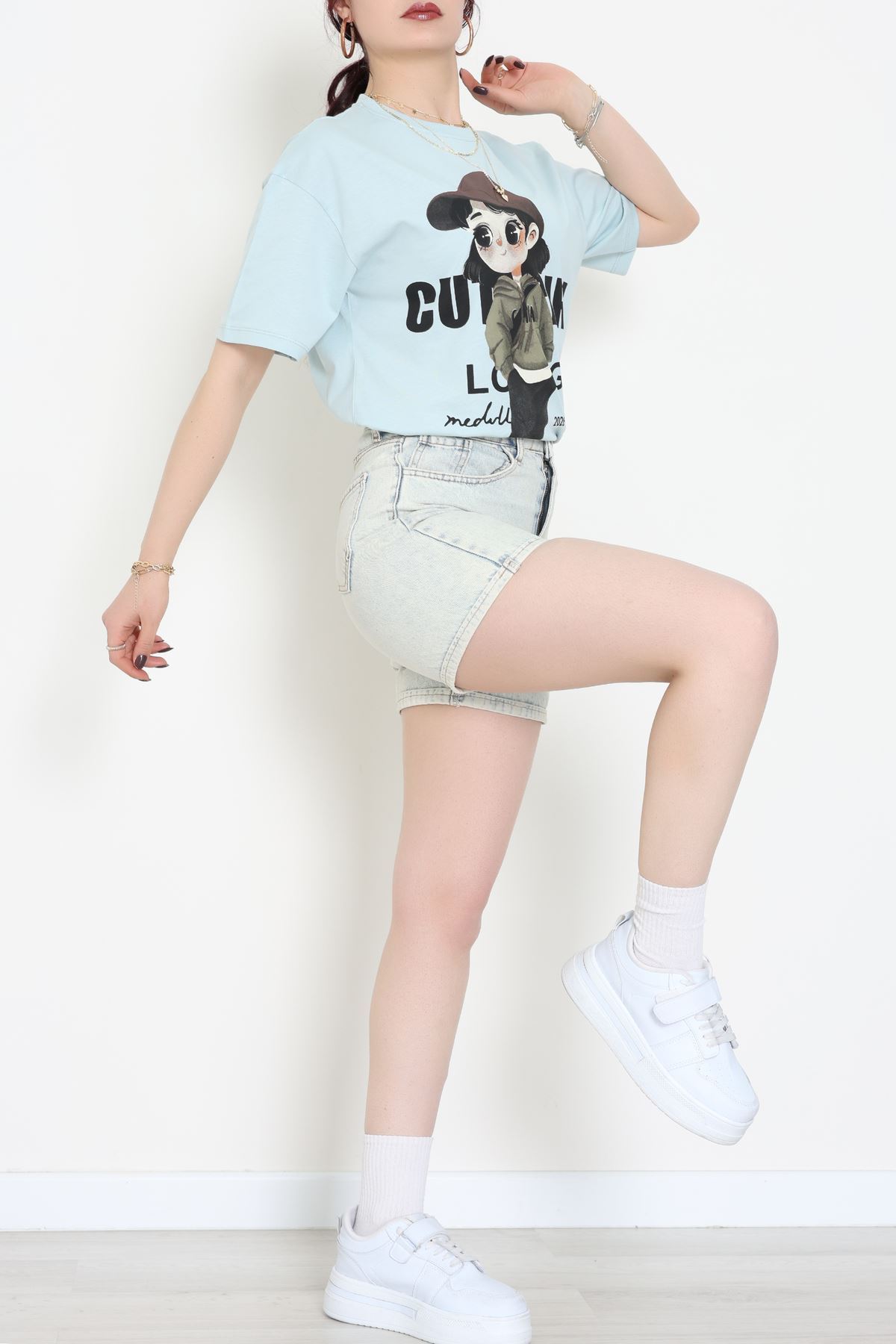 Baskılı Kompakt Penye Tişört Mintkahve - 55044.1872.