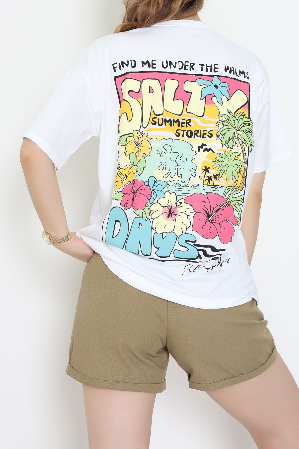 Kompakt Penye Unisex Tişört Beyazsarı - 55064.1872.