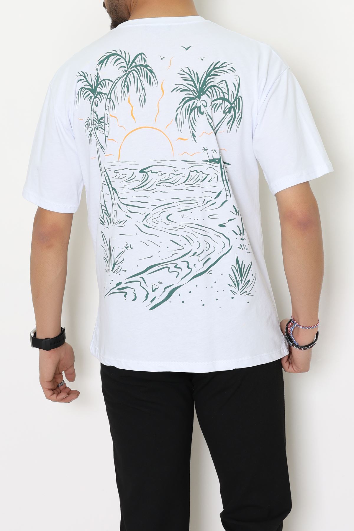 Kompakt Penye Unisex Tişört Beyazzümrüt - 55064.1872.