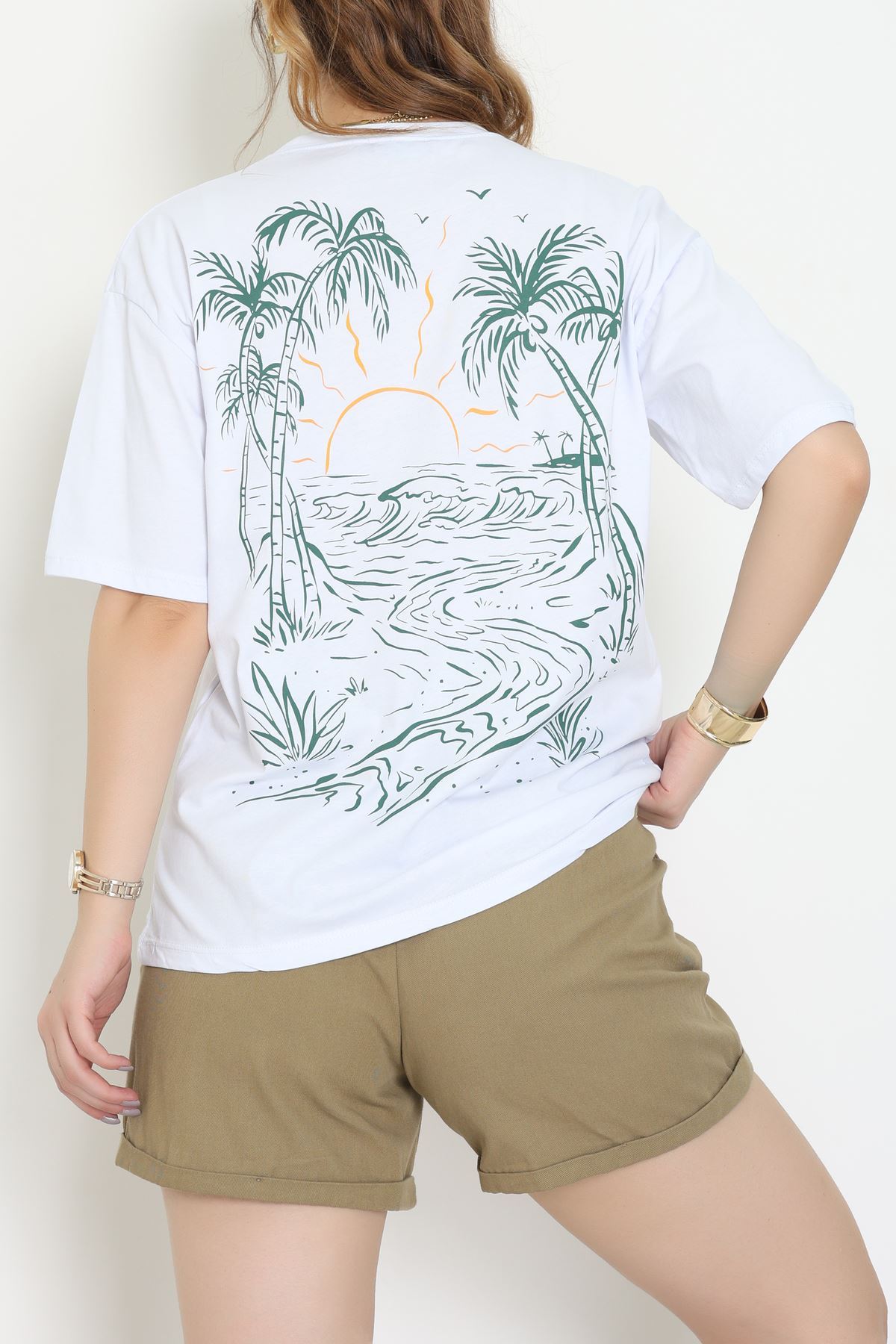 Kompakt Penye Unisex Tişört Beyazzümrüt - 55064.1872.