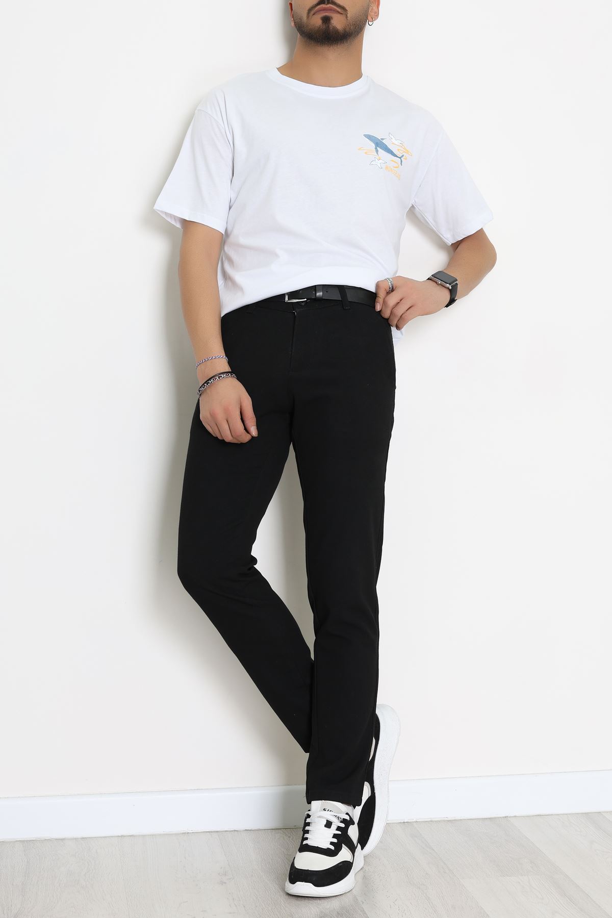 Kompakt Penye Unisex Tişört Beyazmavi - 55064.1872.