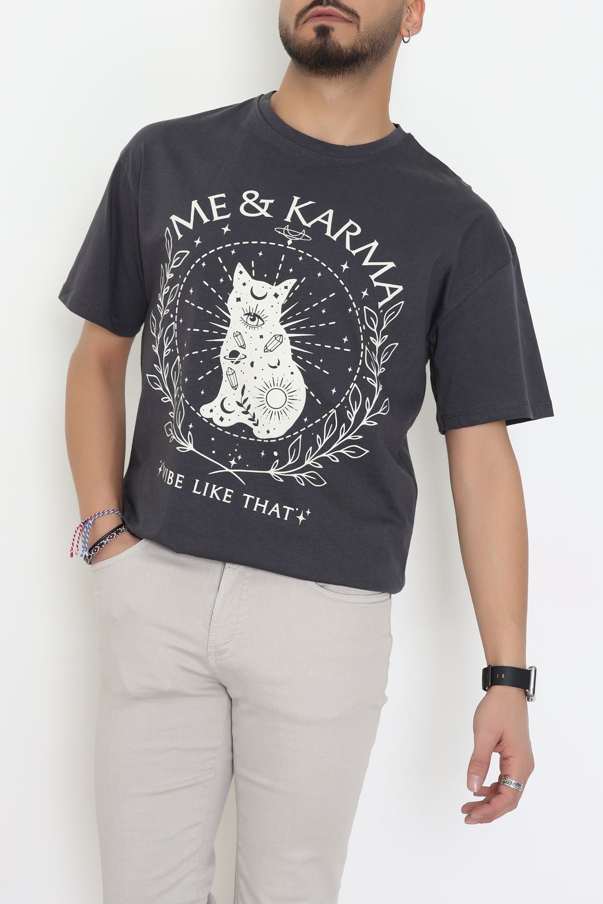 Kompakt Penye Unisex Tişört Koyufüme - 55064.1872.