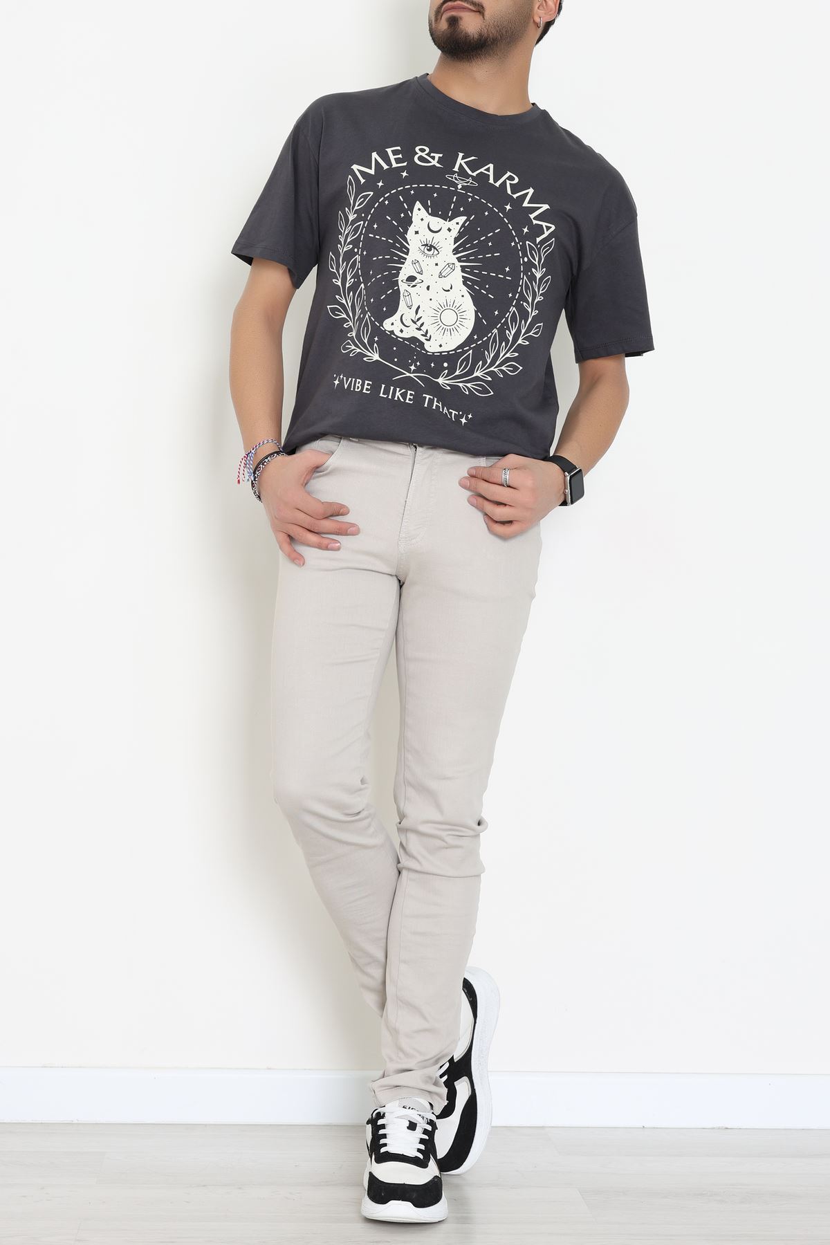 Kompakt Penye Unisex Tişört Koyufüme - 55064.1872.