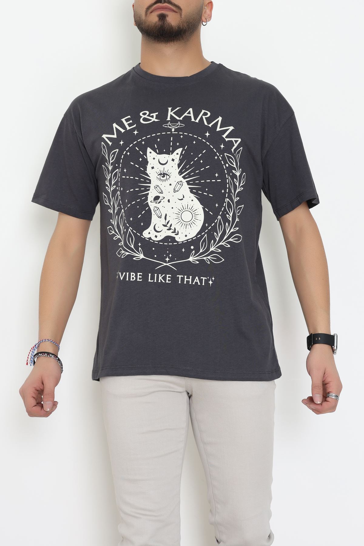 Kompakt Penye Unisex Tişört Koyufüme - 55064.1872.