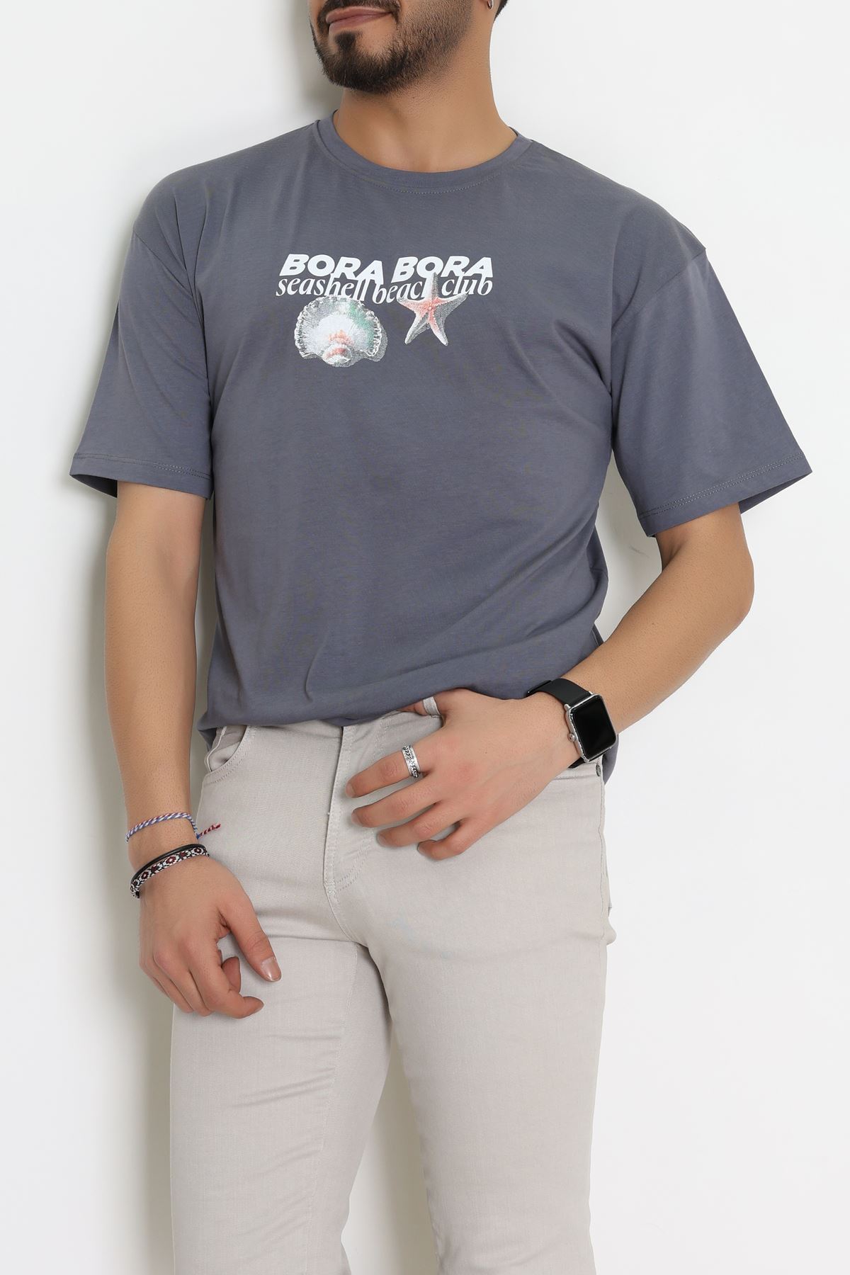 Kompakt Penye Unisex Tişört Koyugri - 55064.1872.