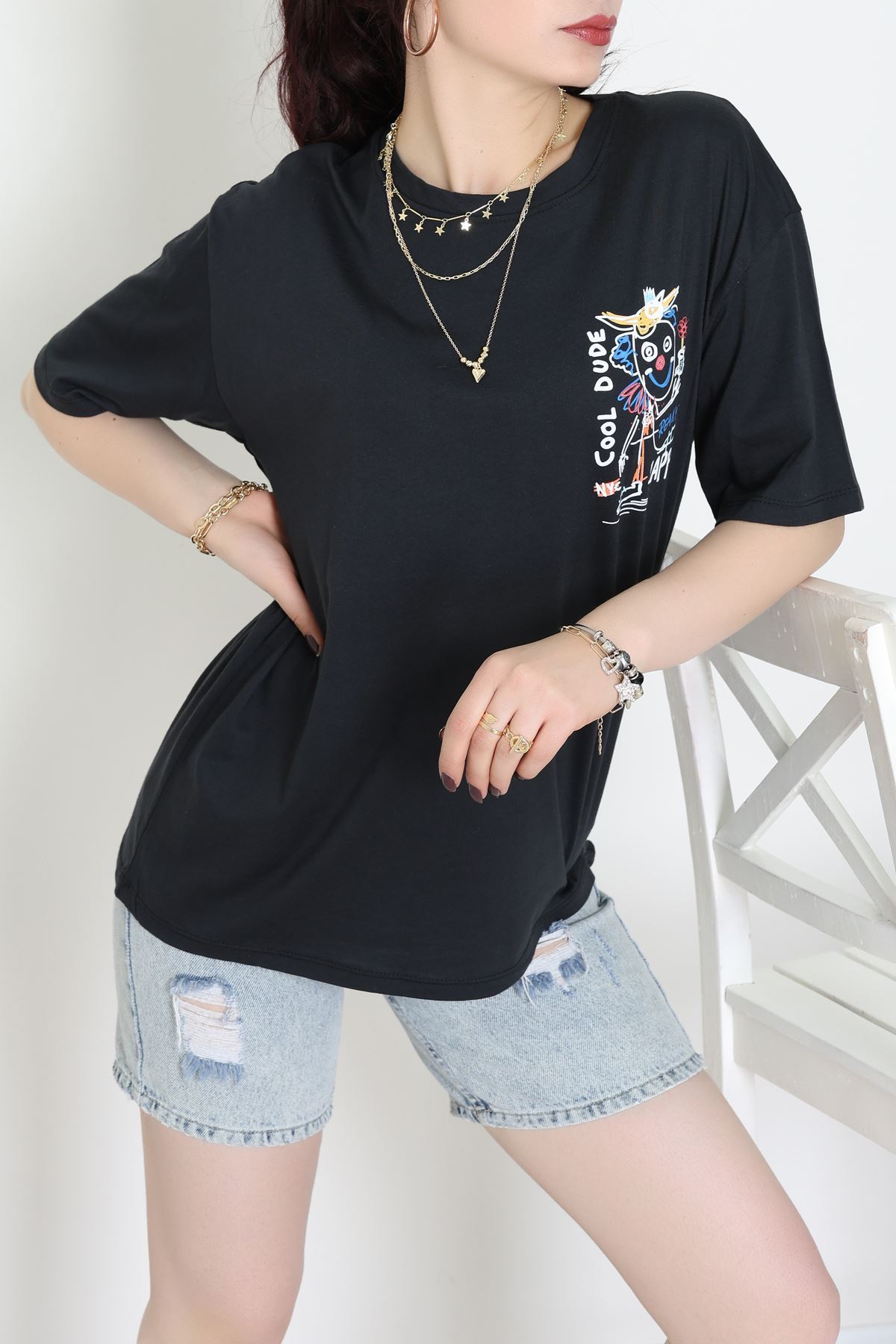 Kompakt Penye Unisex Tişört Siyahsarı1 - 55064.1872.