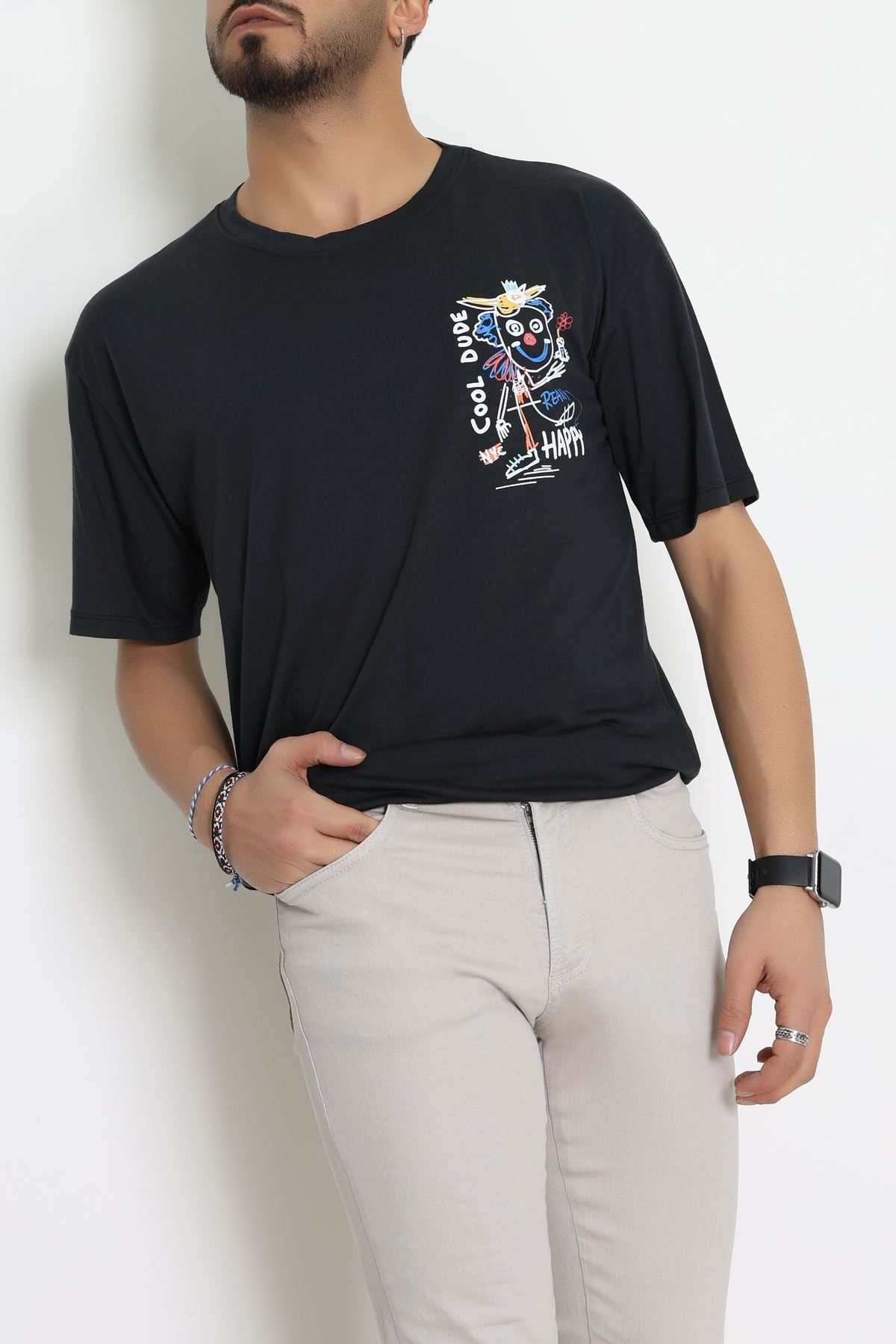 Kompakt Penye Unisex Tişört Siyahsarı1 - 55064.1872.