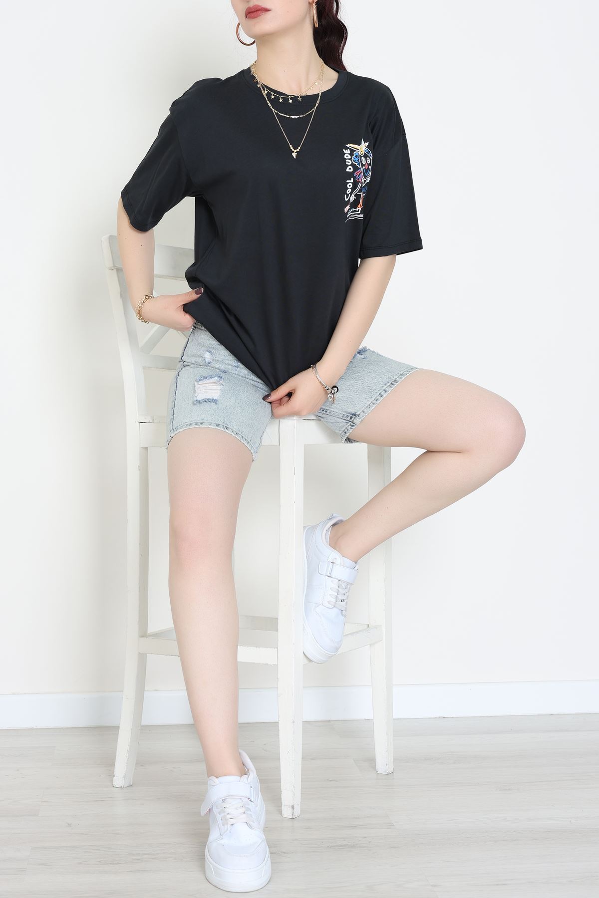 Kompakt Penye Unisex Tişört Siyahsarı1 - 55064.1872.