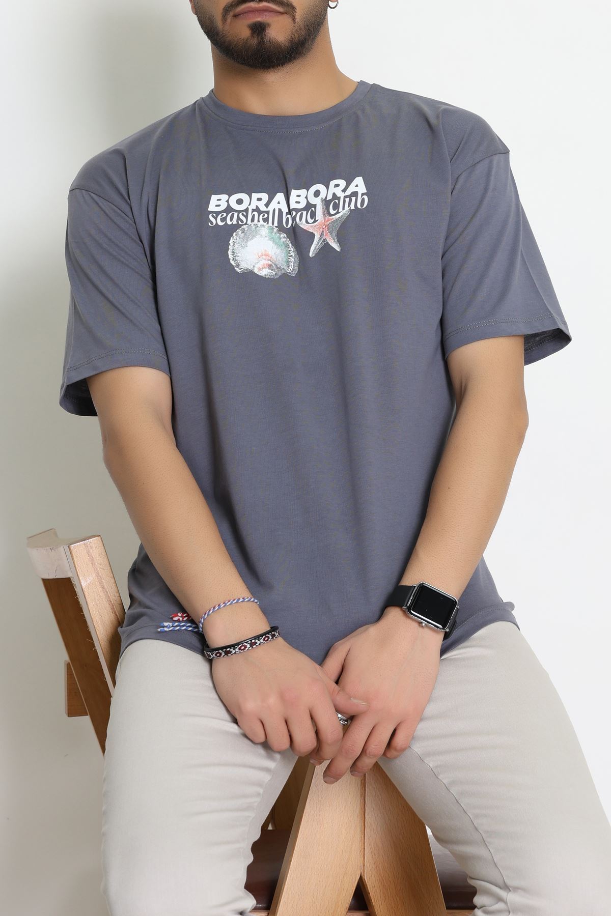 Kompakt Penye Unisex Tişört Koyugri - 55064.1872.