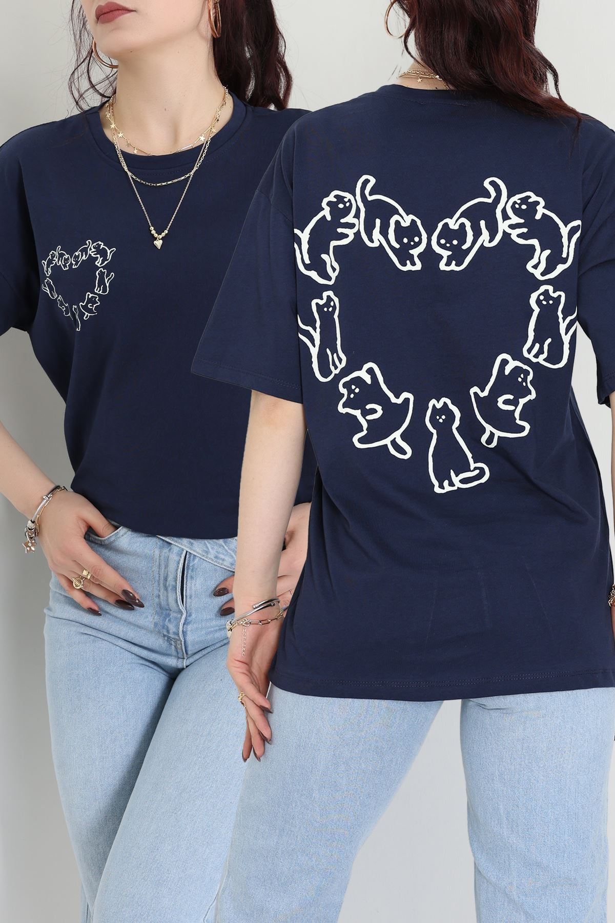 Baskılı Kompakt Penye Tişört Lacibeyaz - 55044.1872.