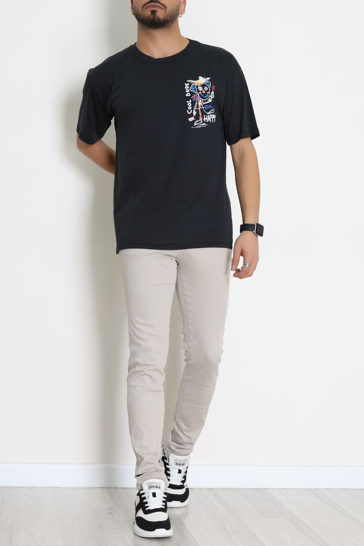 Kompakt Penye Unisex Tişört Siyahsarı1 - 55064.1872.