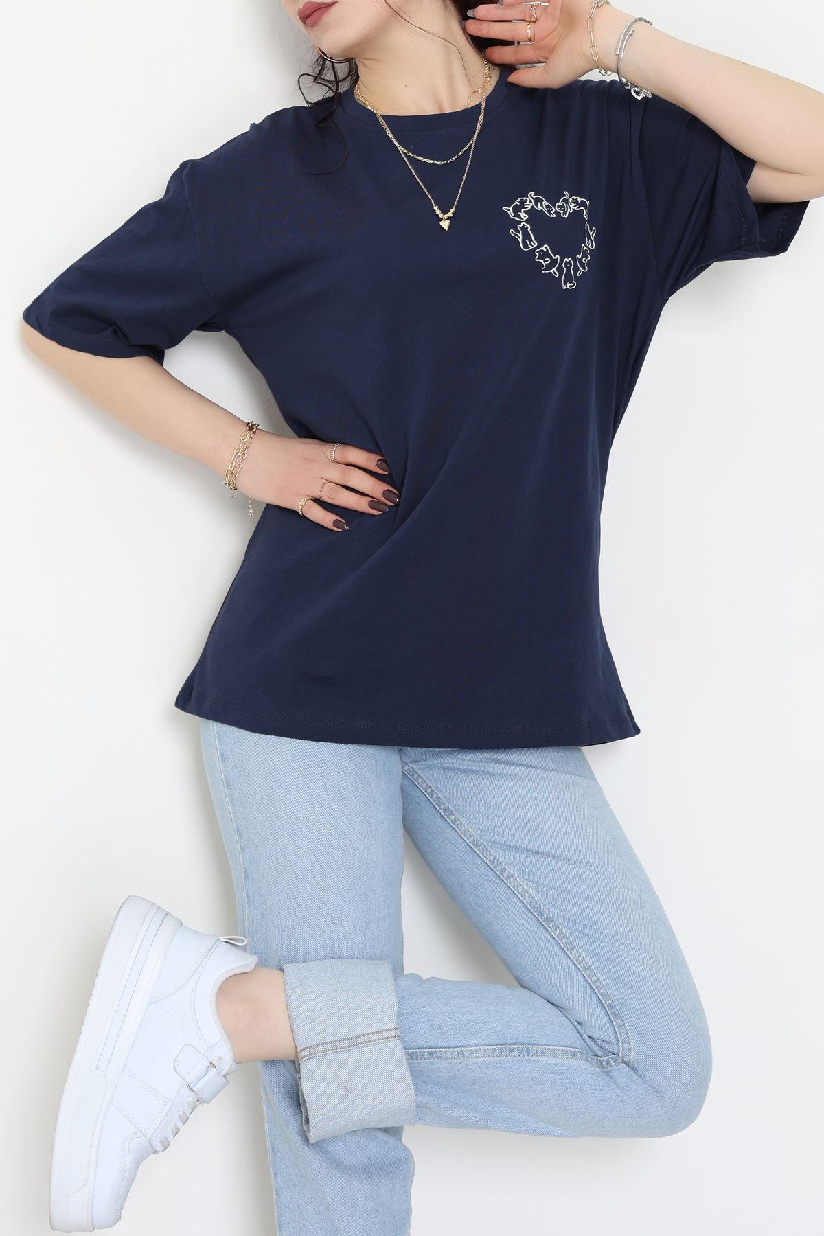 Baskılı Kompakt Penye Tişört Lacibeyaz - 55044.1872.