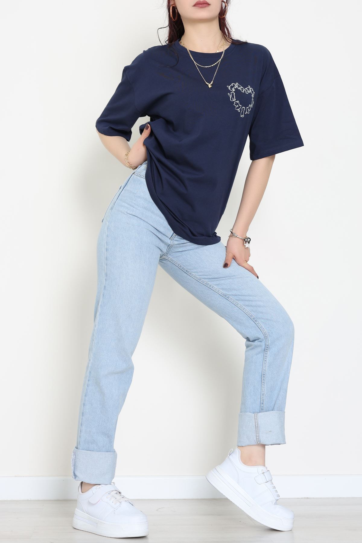 Baskılı Kompakt Penye Tişört Lacibeyaz - 55044.1872.