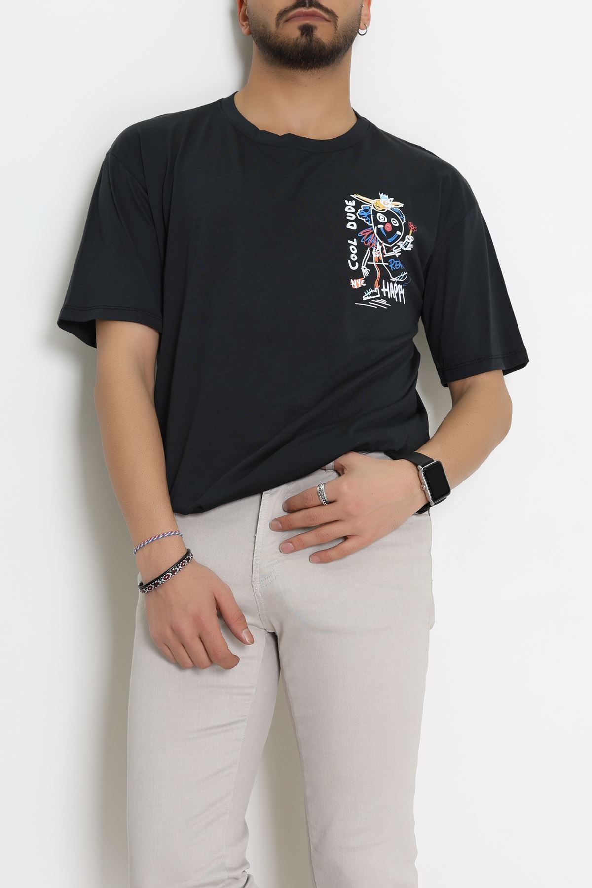 Kompakt Penye Unisex Tişört Siyahsarı1 - 55064.1872.