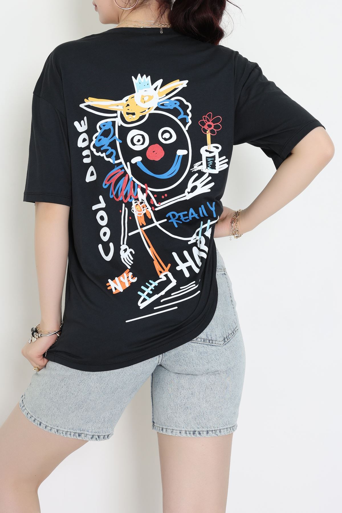 Kompakt Penye Unisex Tişört Siyahsarı1 - 55064.1872.