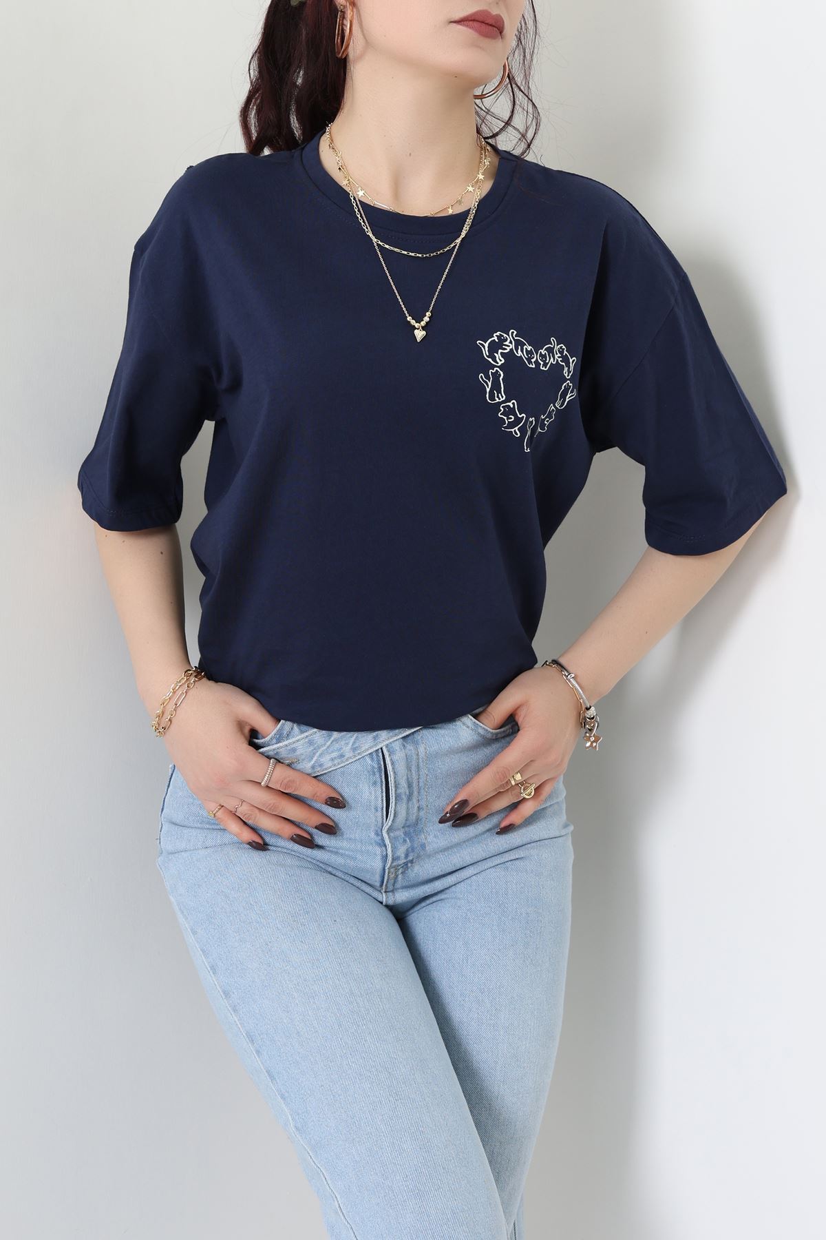 Baskılı Kompakt Penye Tişört Lacibeyaz - 55044.1872.