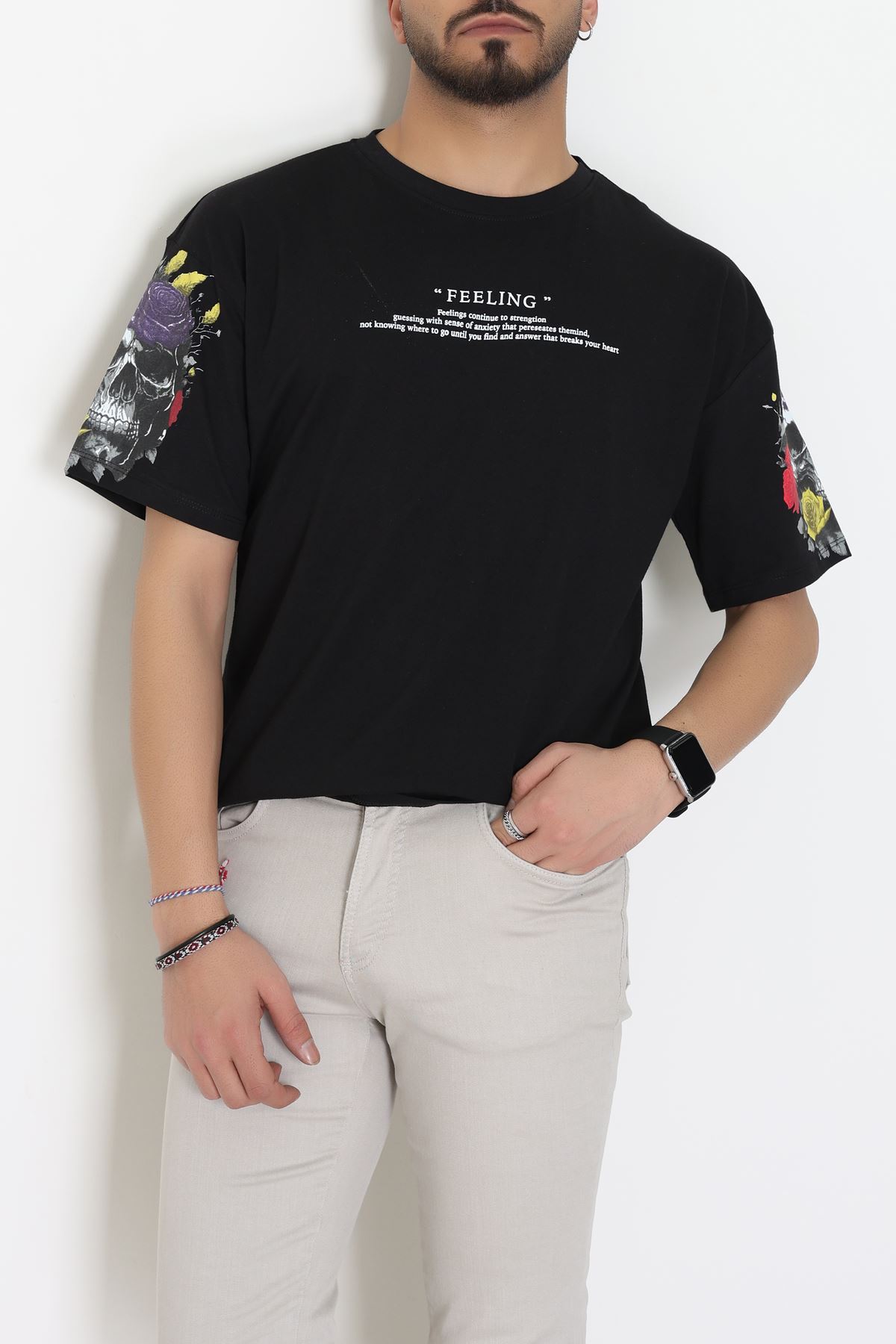 Kompakt Penye Unisex Tişört Siyahbeyaz - 55064.1872.