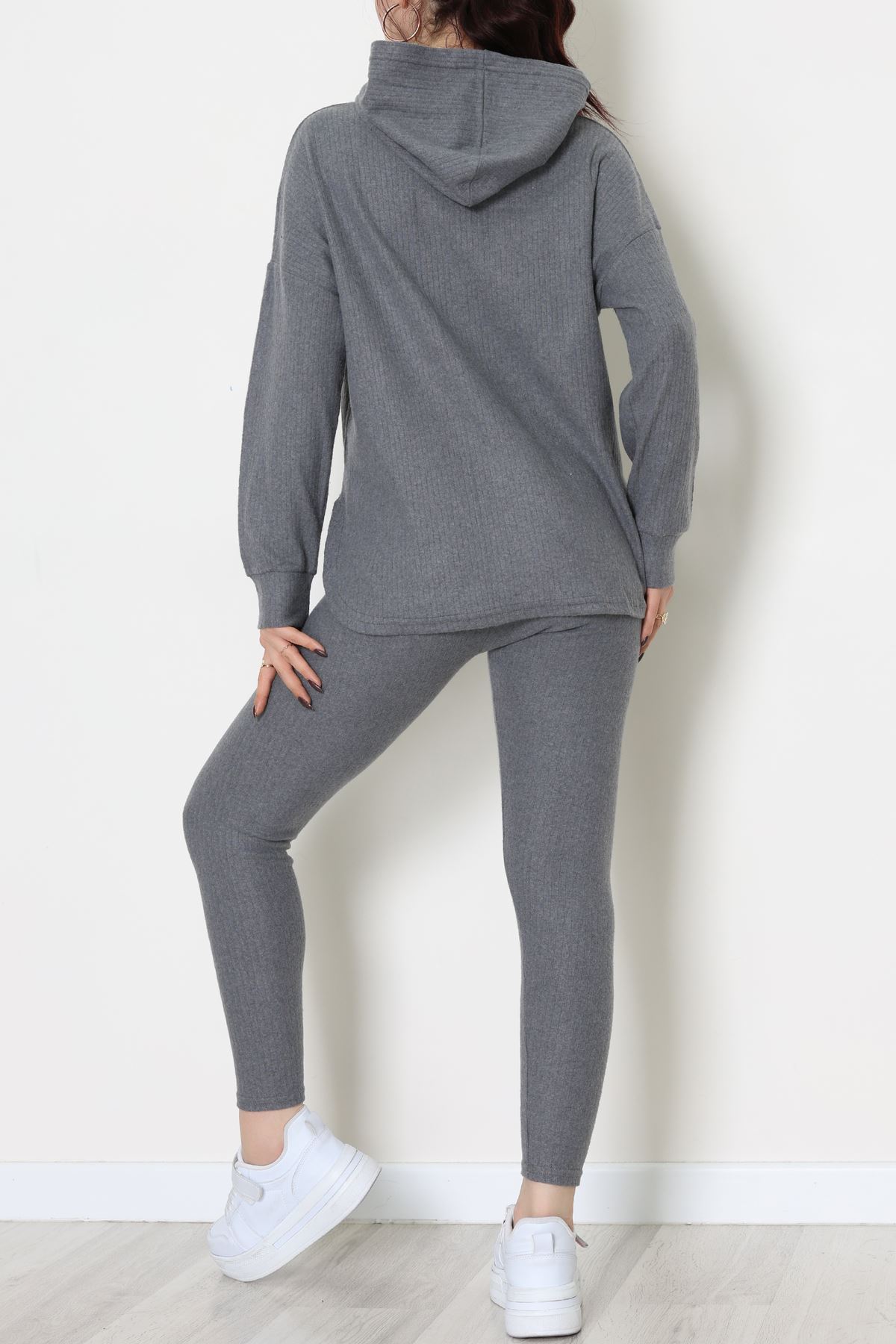 Raporlu İnterlok Kapşonlu İkili Takım Füme - 55040.1567.