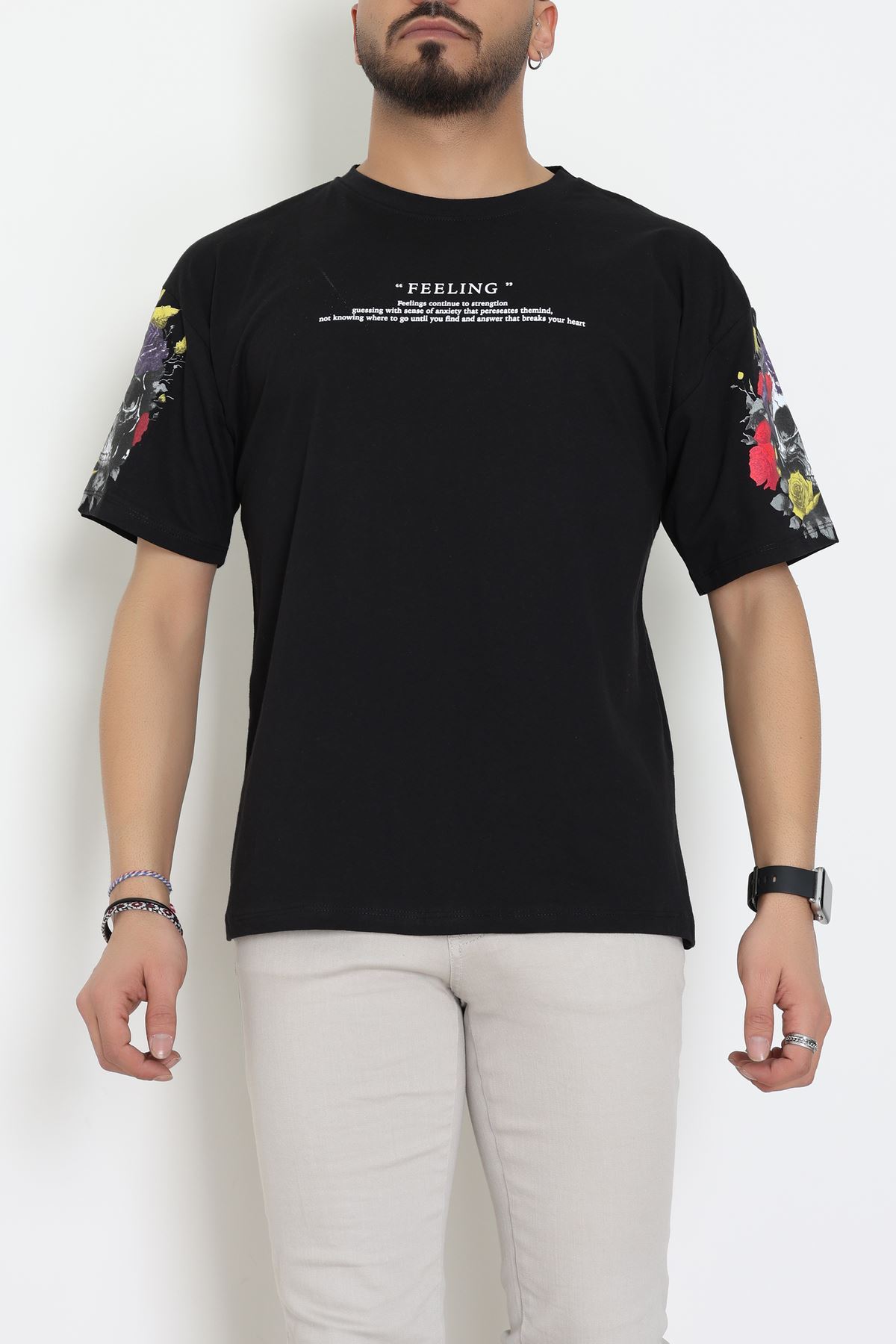 Kompakt Penye Unisex Tişört Siyahbeyaz - 55064.1872.