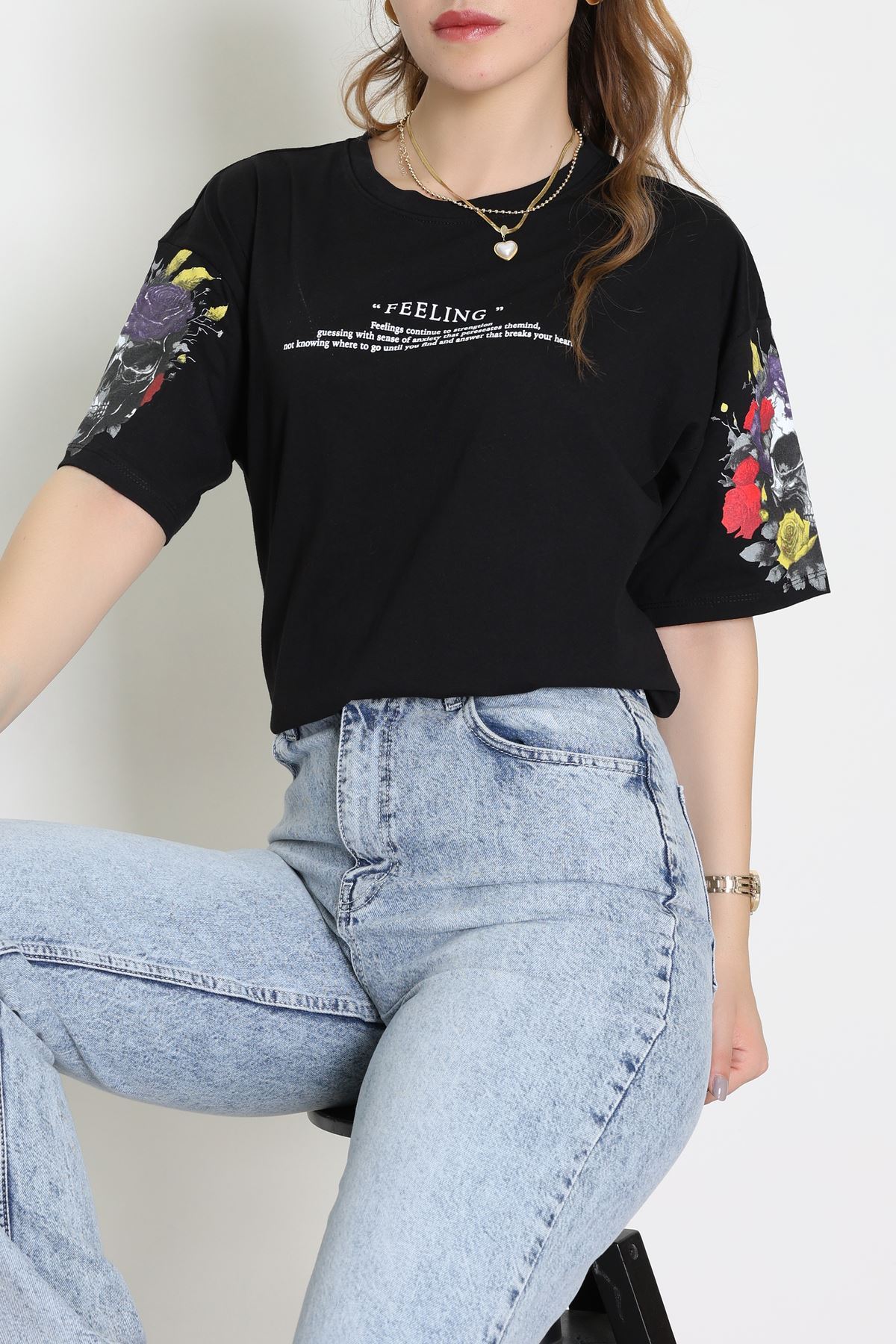 Kompakt Penye Unisex Tişört Siyahbeyaz - 55064.1872.