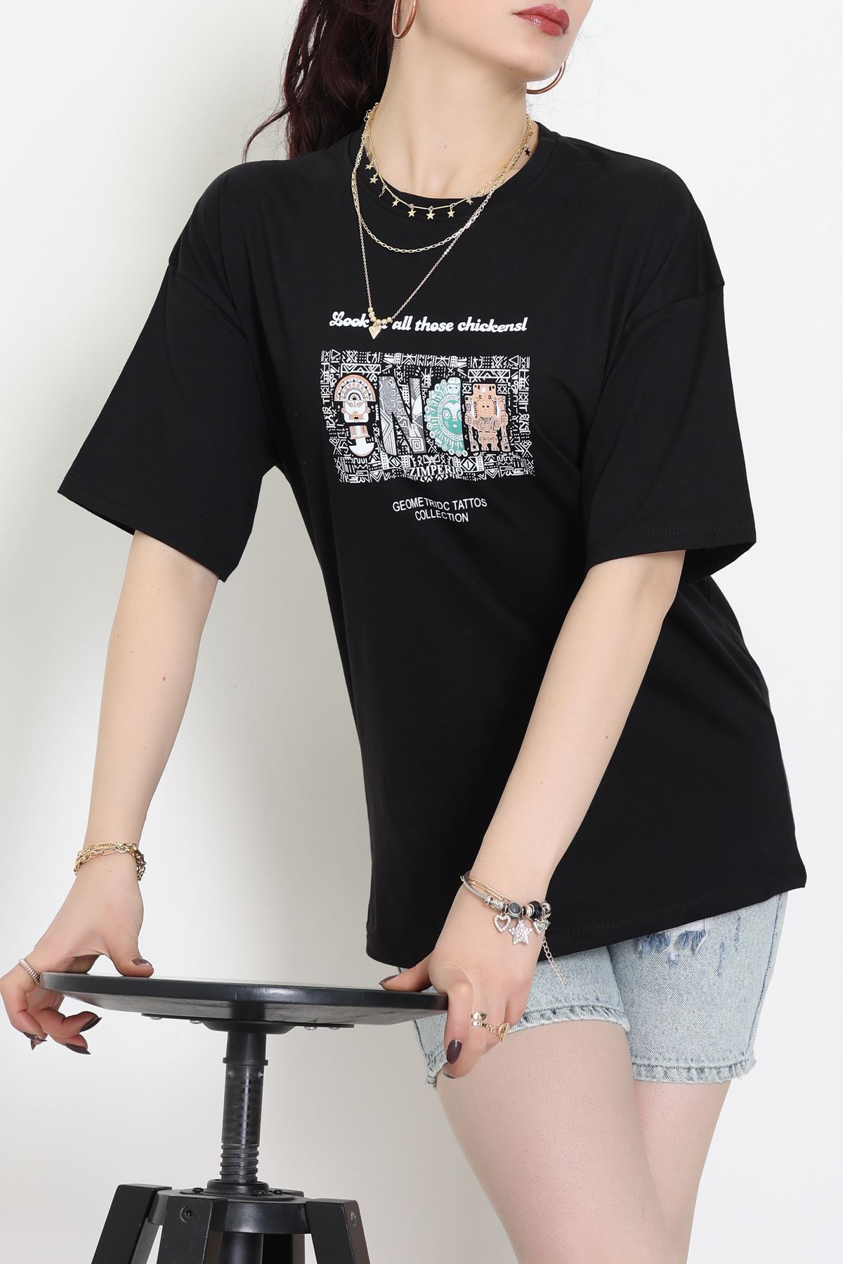 Kompakt Penye Unisex Tişört Siyahkahve - 55064.1872.