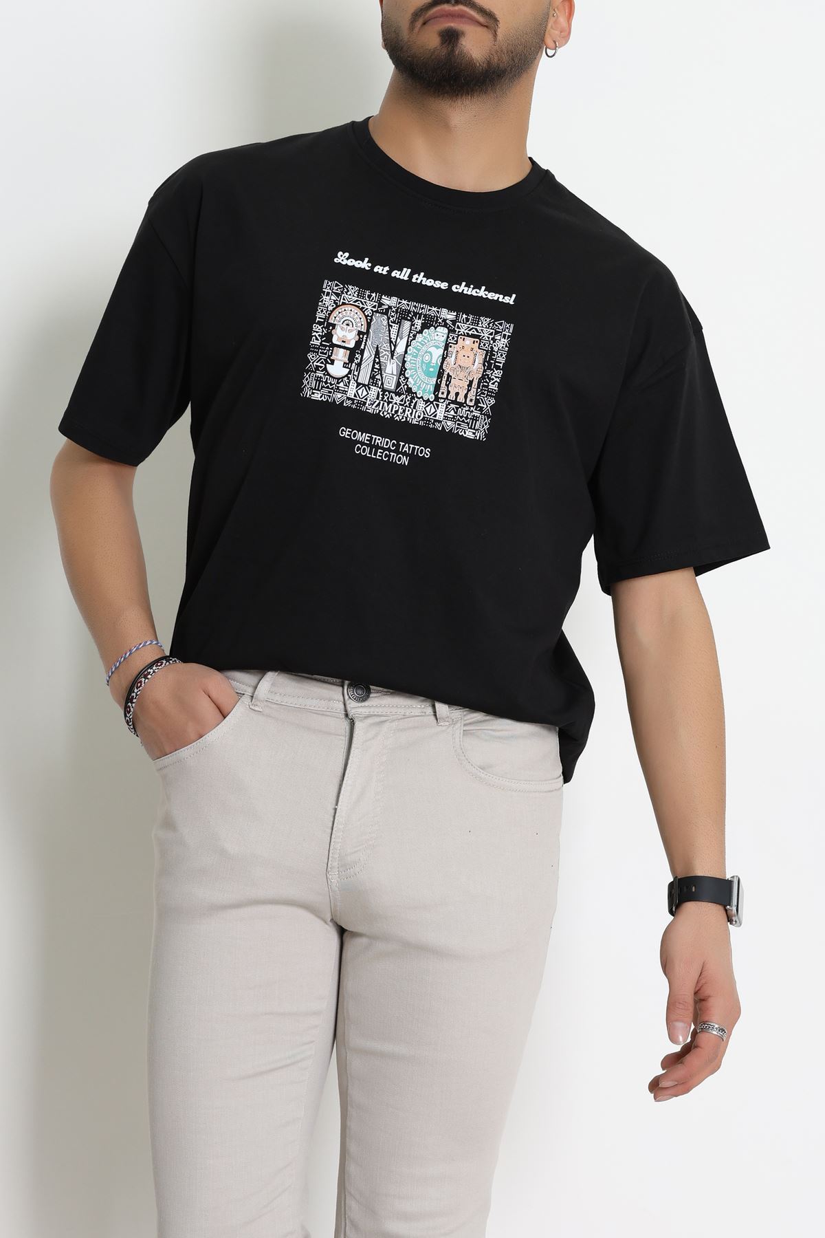 Kompakt Penye Unisex Tişört Siyahkahve - 55064.1872.