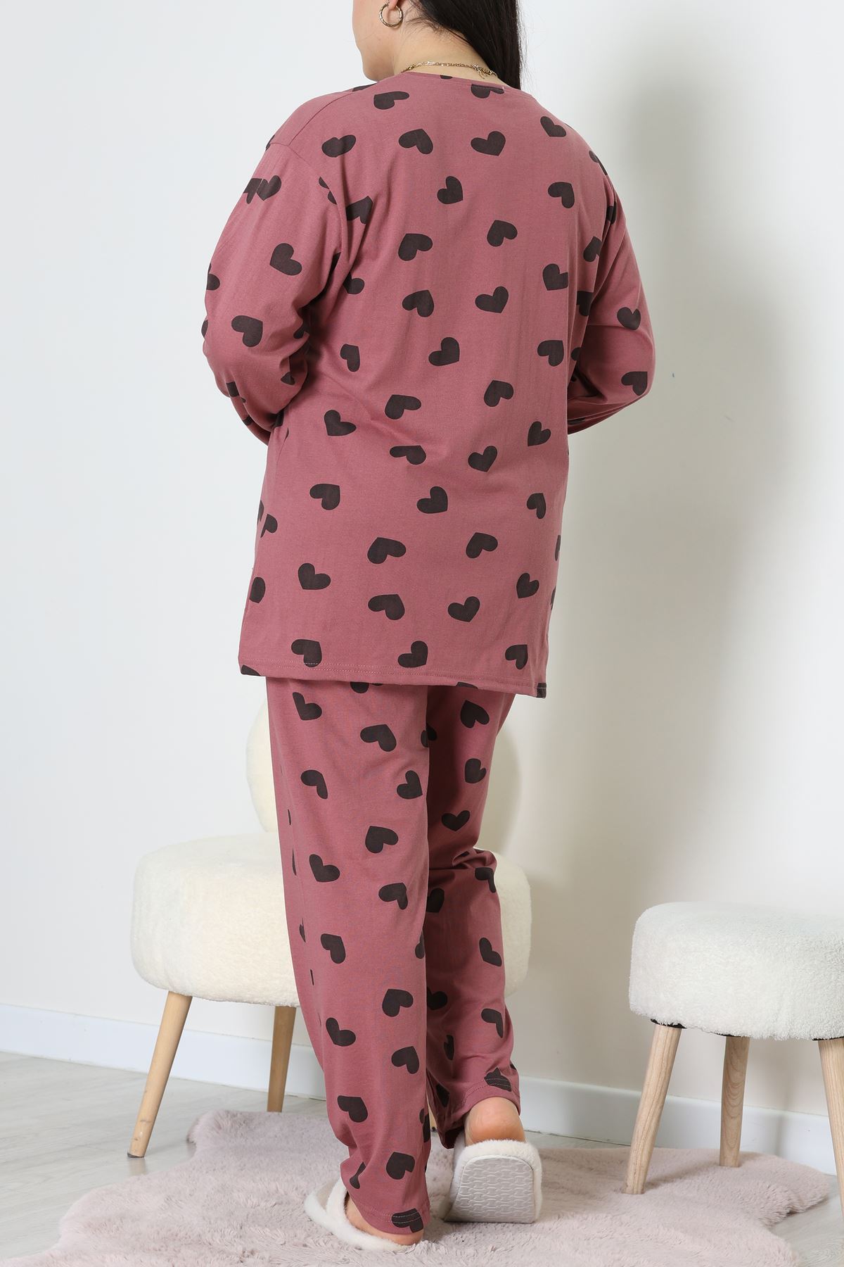 Süprem Kumaş Mevsimlik Pijama Takımı Bordo Gülkurusu - 31897.1961.