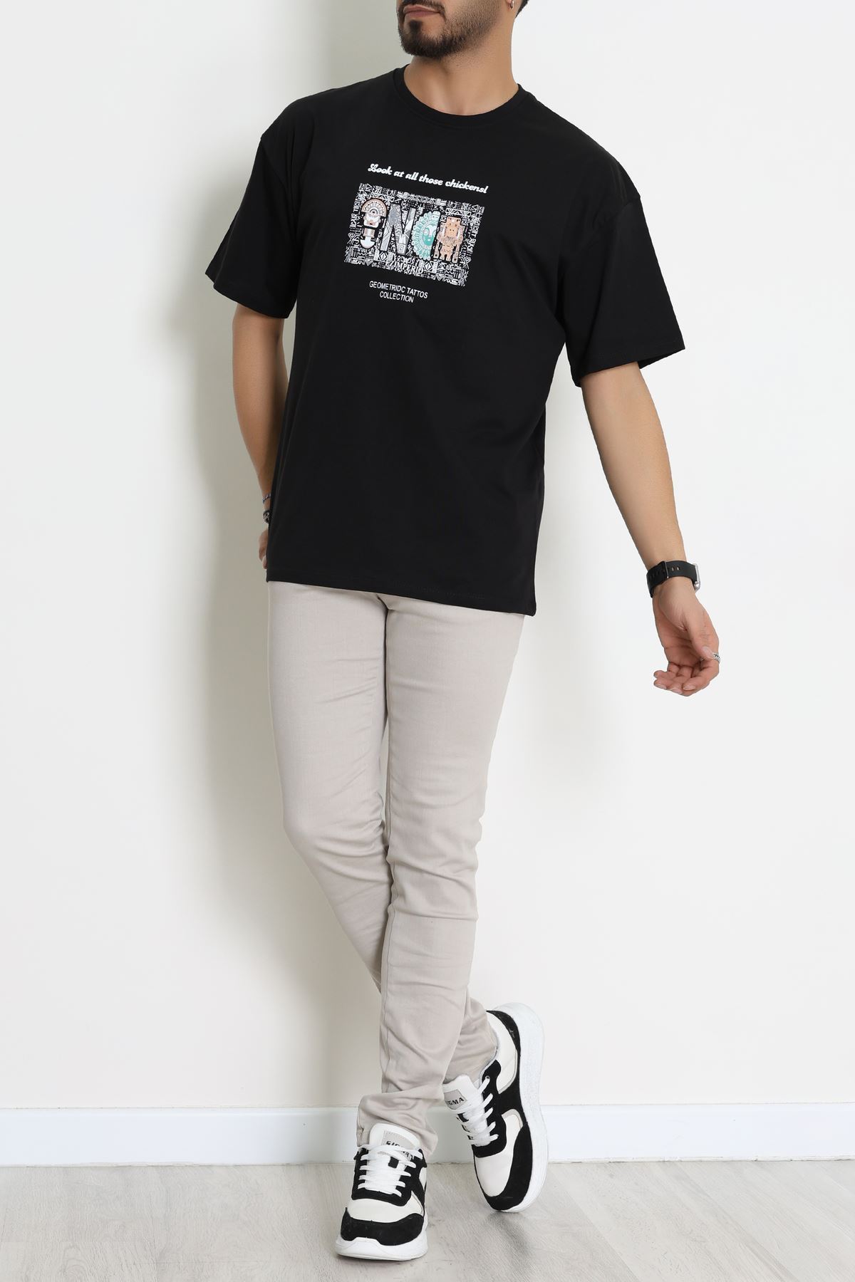 Kompakt Penye Unisex Tişört Siyahkahve - 55064.1872.