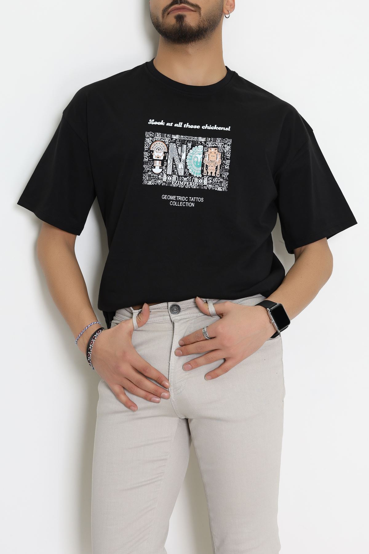 Kompakt Penye Unisex Tişört Siyahkahve - 55064.1872.